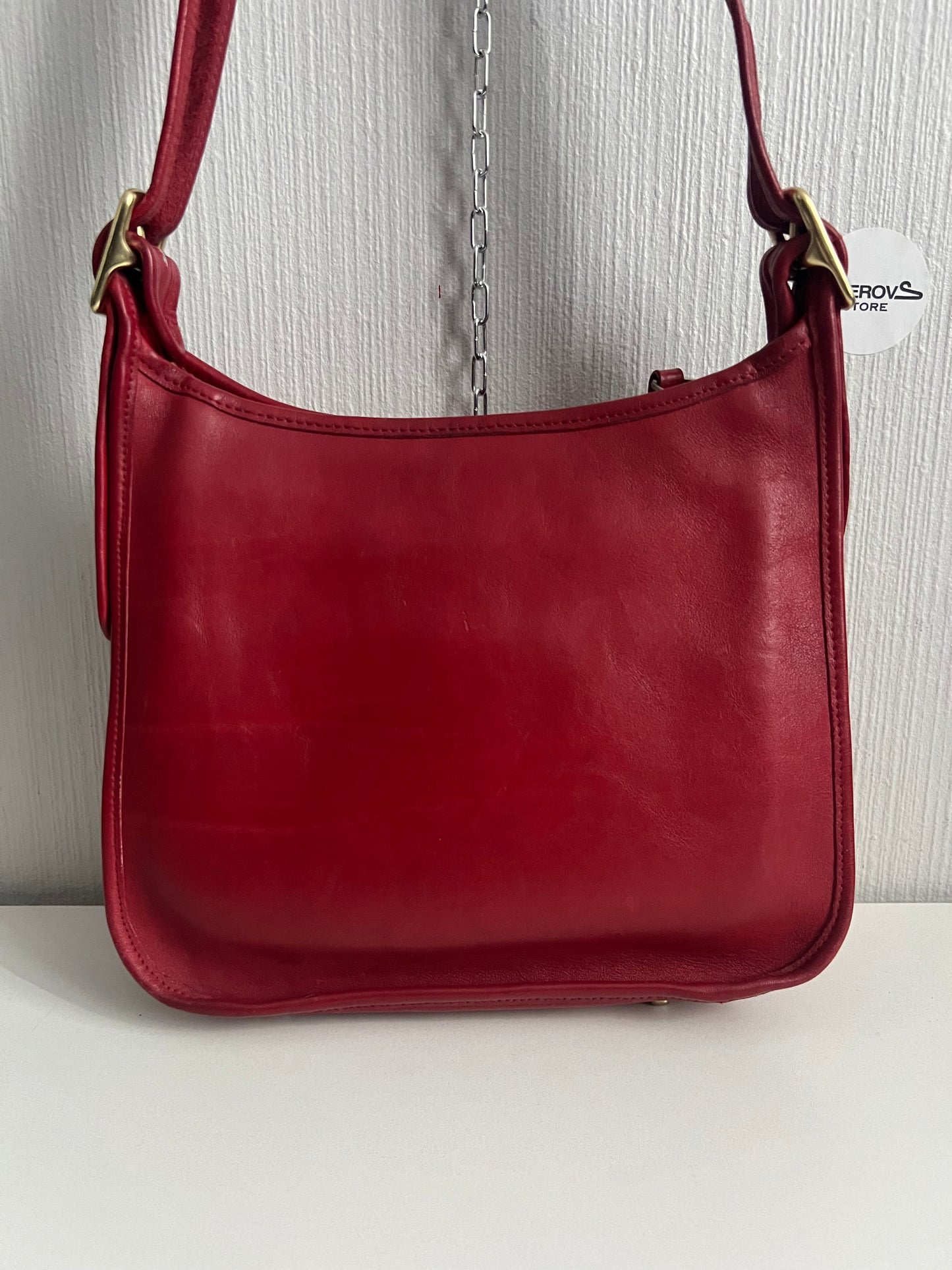 Vintage Coach Legacy Zip 9966 Made in USA Red Leather Crossbody Shoulder Bag