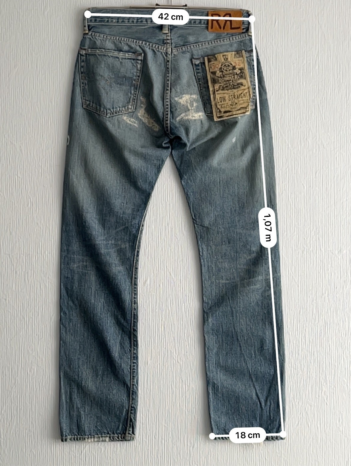 RRL Ralph Lauren Selvedge Distressed Repaired Japan Woven Denim Pants