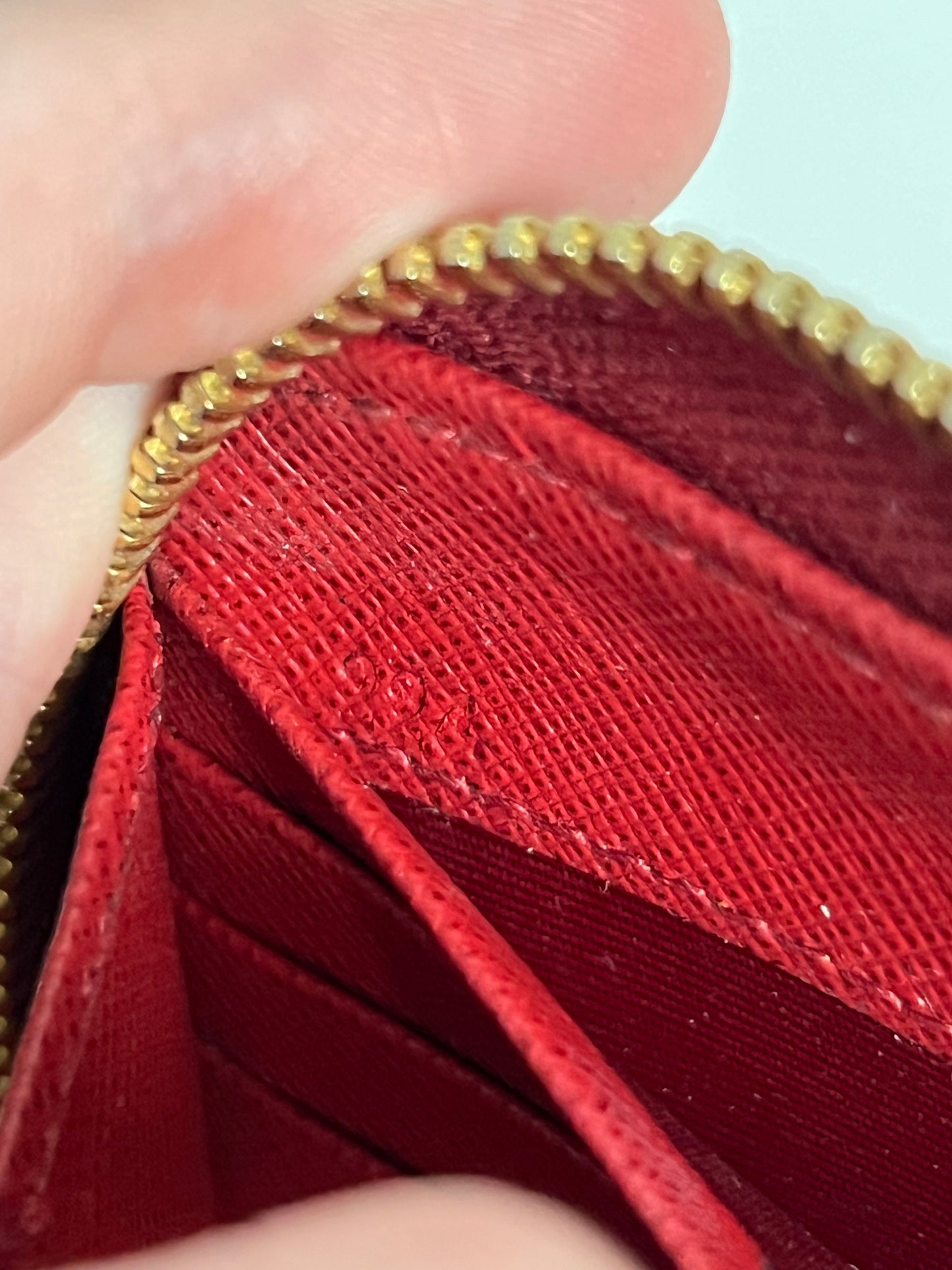 Prada Red Saffiano Leather Zip Around Wallet