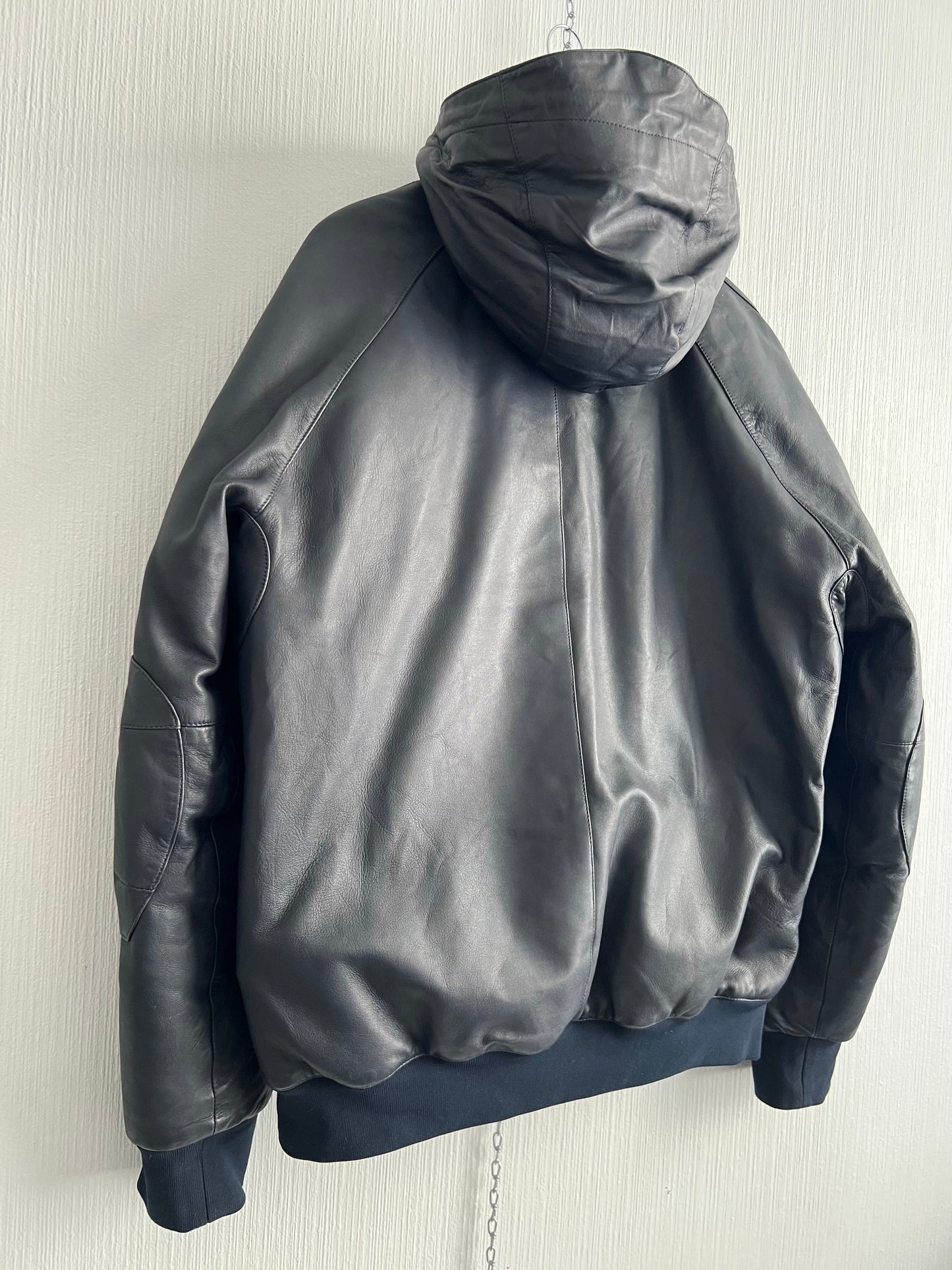 Stone Island AW10 Midnight Blue Leather Bomber Down Jacket