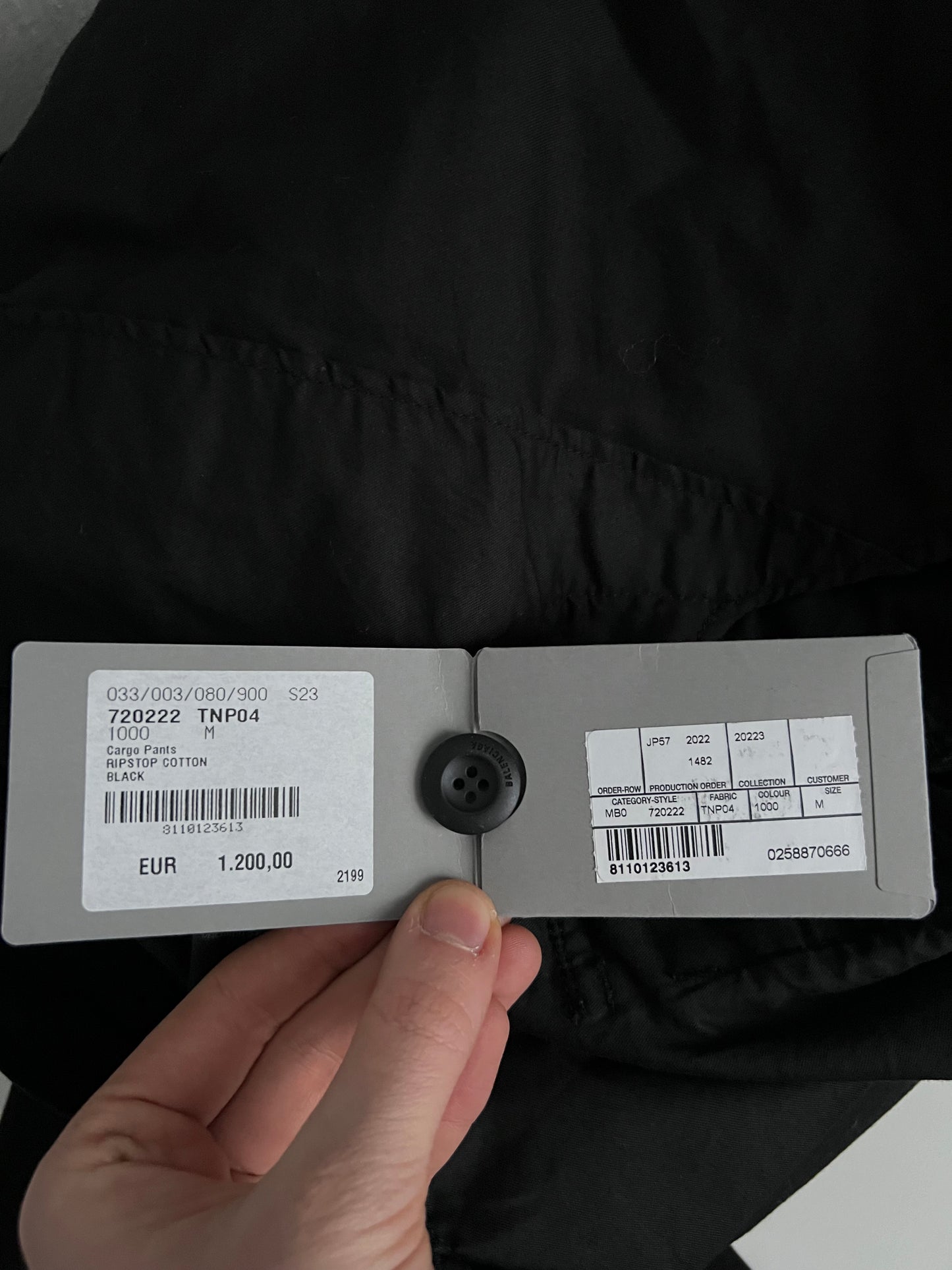 Balenciaga FW22 Black Ripstop Cargo Pants
