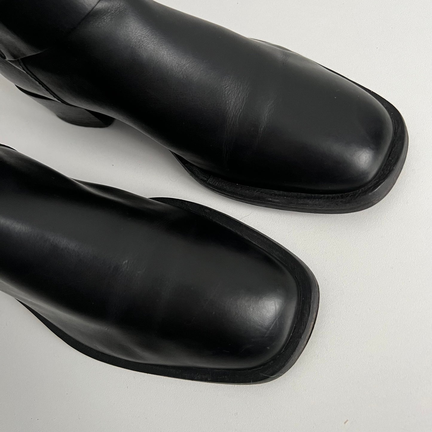 Chanel Biker Black Leather Boots with Silver Buckles