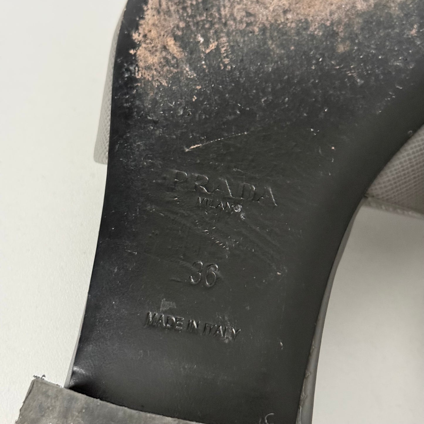 Prada Saffiano Leather Triangle Logo Sandals