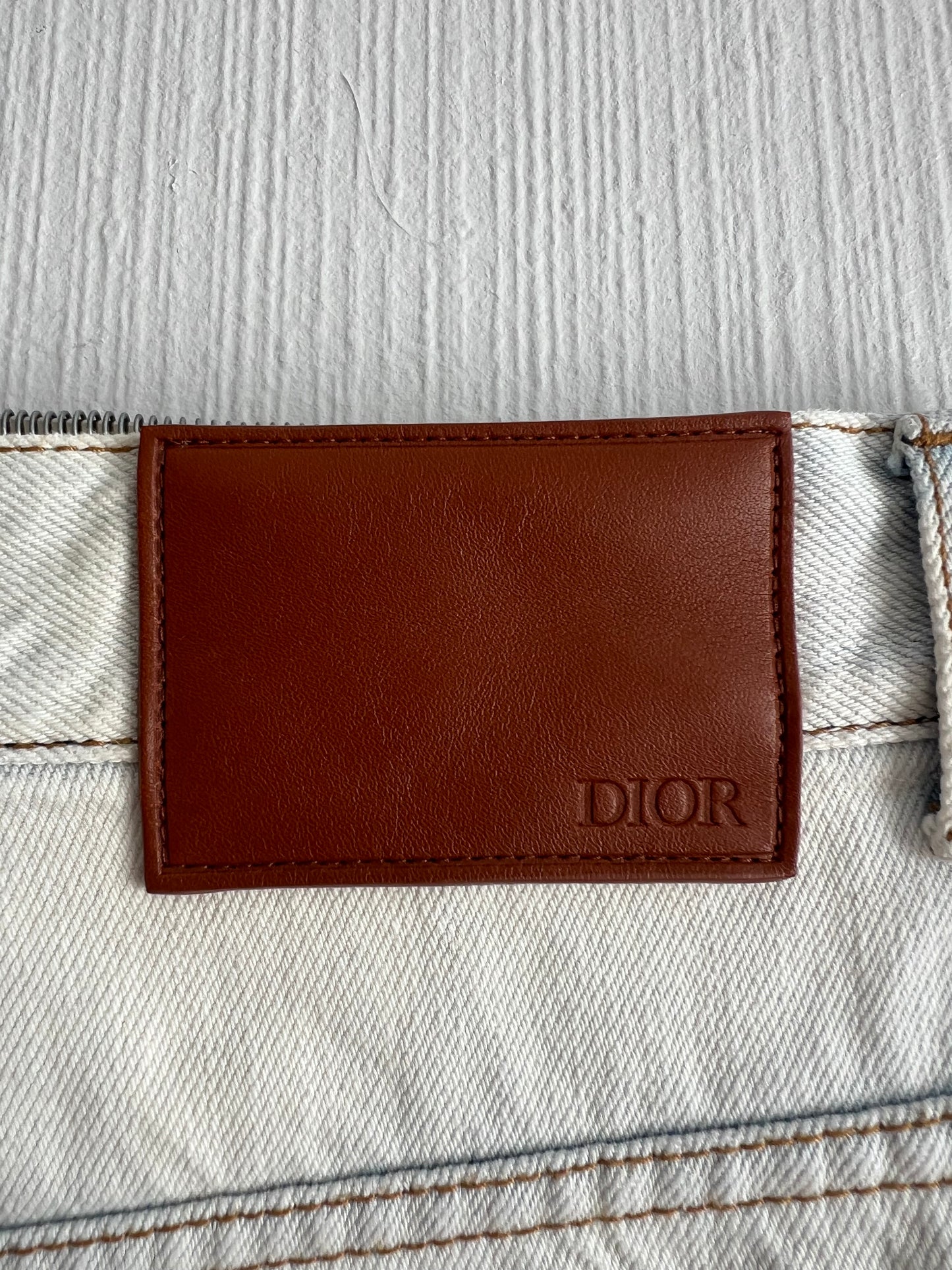 Christian Dior SAMPLE Gazette Print Faded Blue Denim Jeans