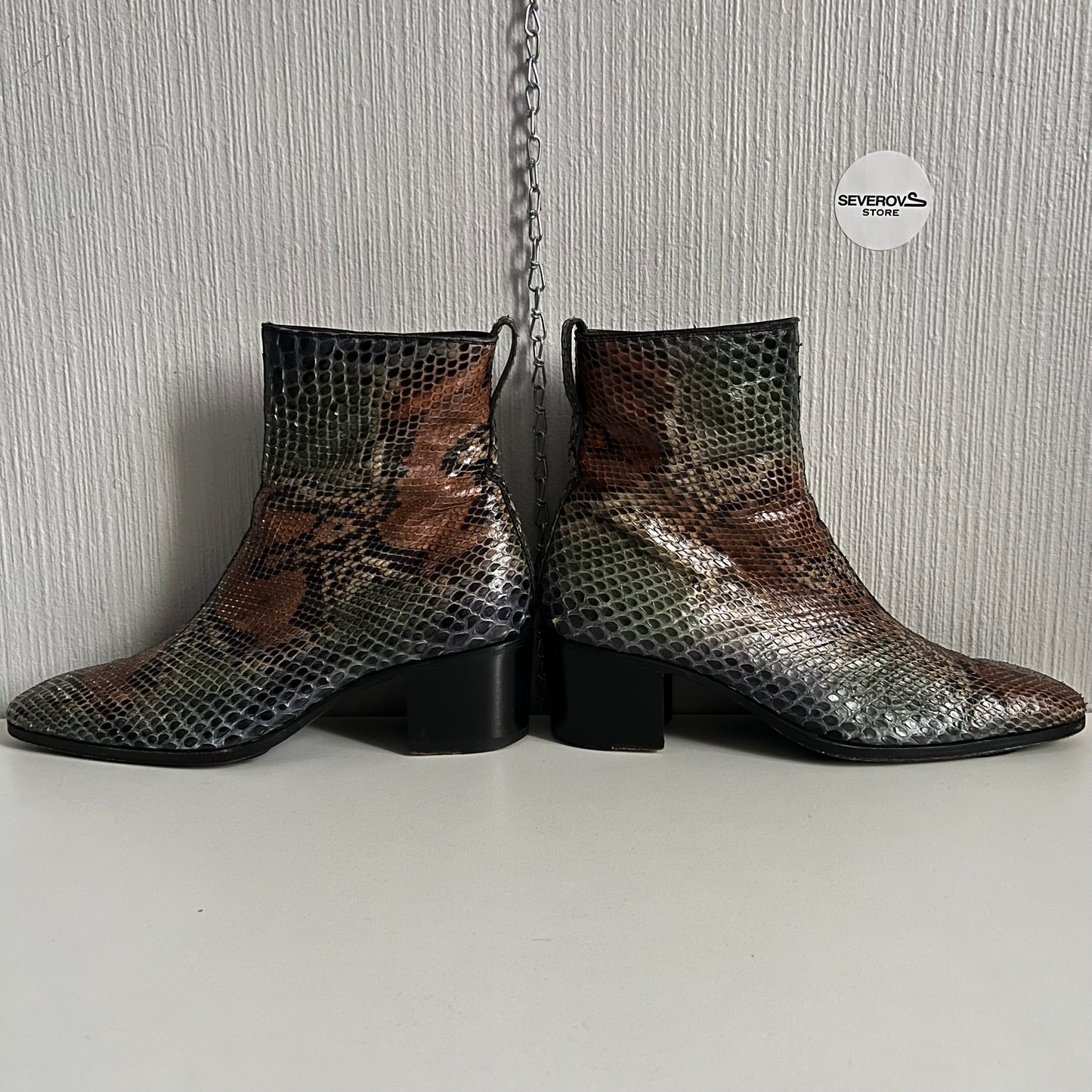 Yves Saint Laurent Wyatt Zip Boots in Genuine Python Leather