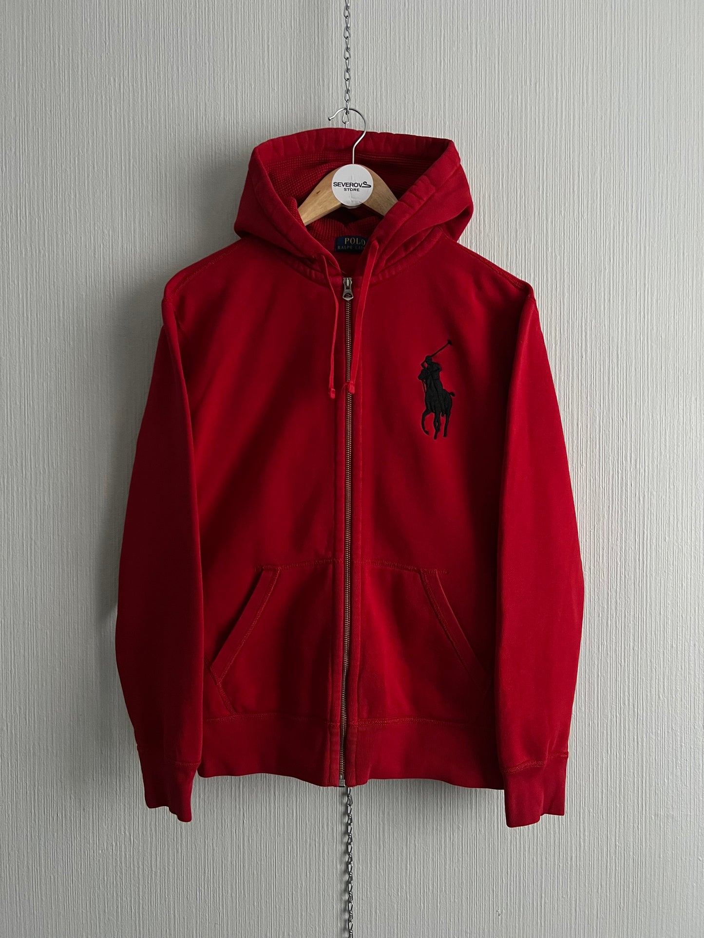 Polo Ralph Lauren Red Cotton Big Logo Mens Zip Hoodie