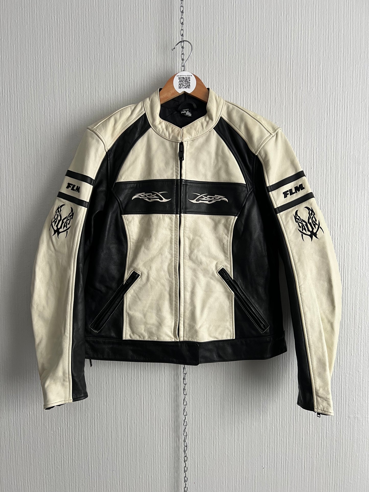 Rare Real Leather Racing Jacket Tribal Patterns