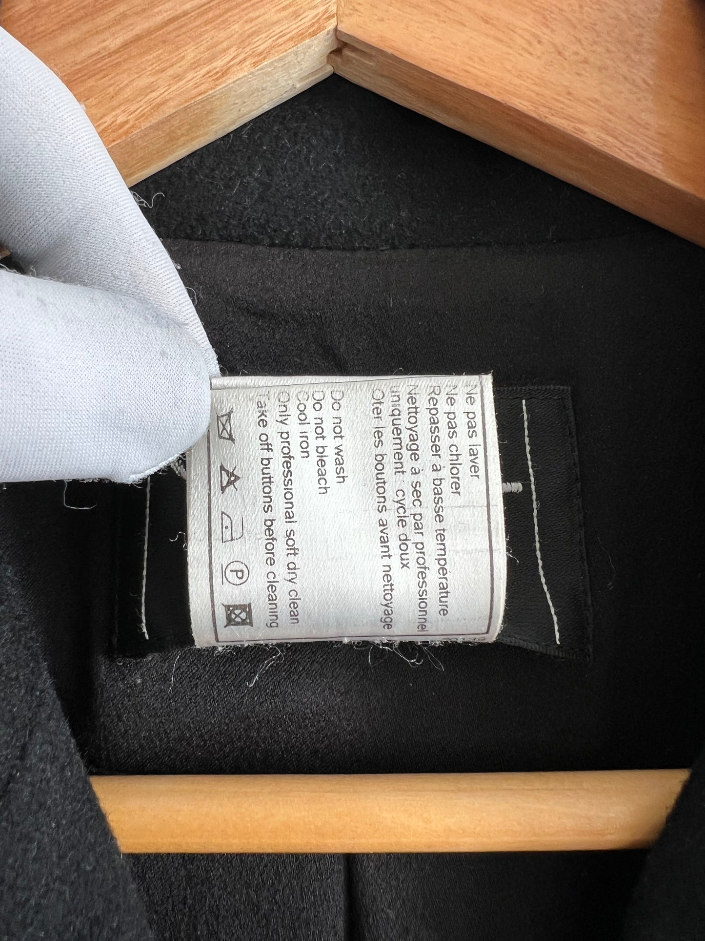 Vintage 2001 Chanel Double Breasted Black Cashmere Silk Lined Coat
