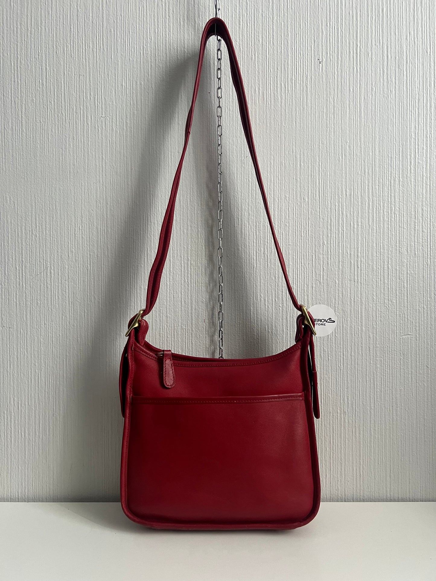Vintage Coach Legacy Zip 9966 Made in USA Red Leather Crossbody Shoulder Bag