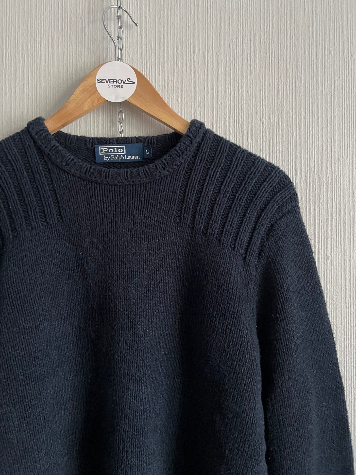 Polo Ralph Lauren Vintage Hand Knit Heavy Cotton Navy Sweater
