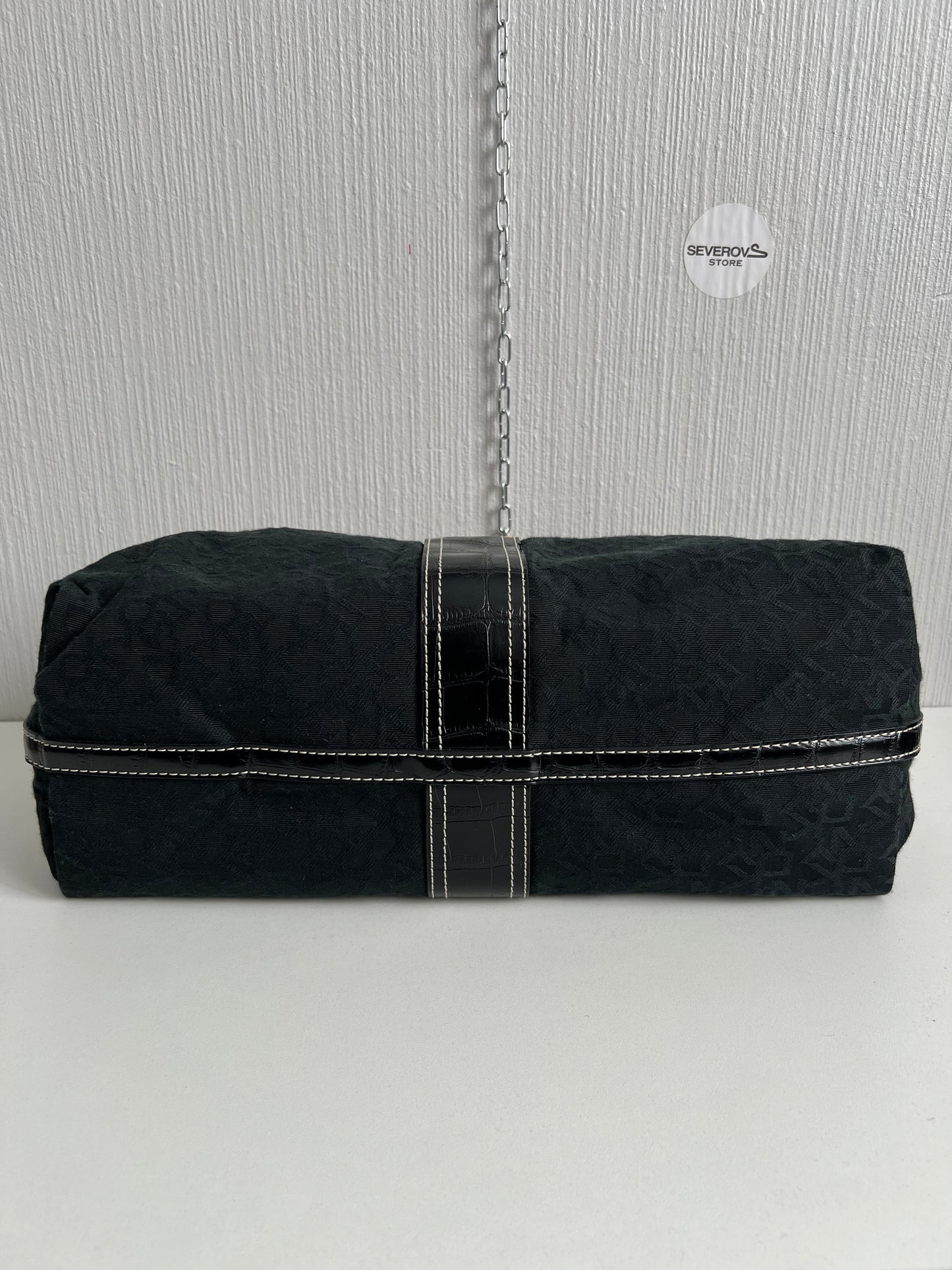 DKNY Vintage Black Monogram Bag with gold buckle