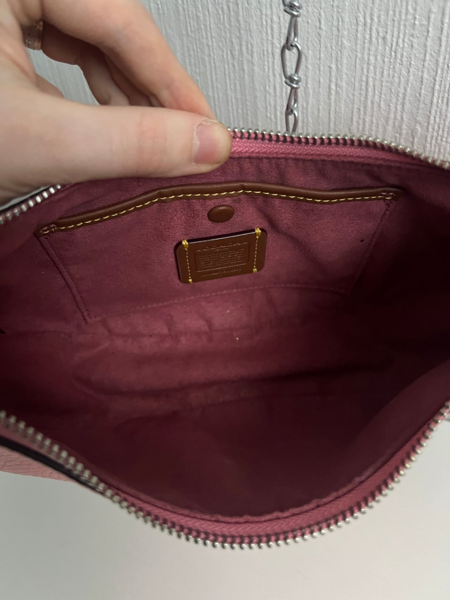 Coach Luna Pink Pebbled Leather Shoulder Bag