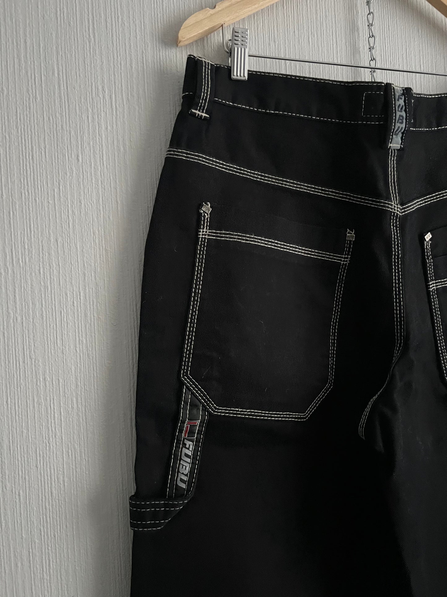 Fubu Contrast Stitched Loose Fit Carpenter Mens Denim Pants