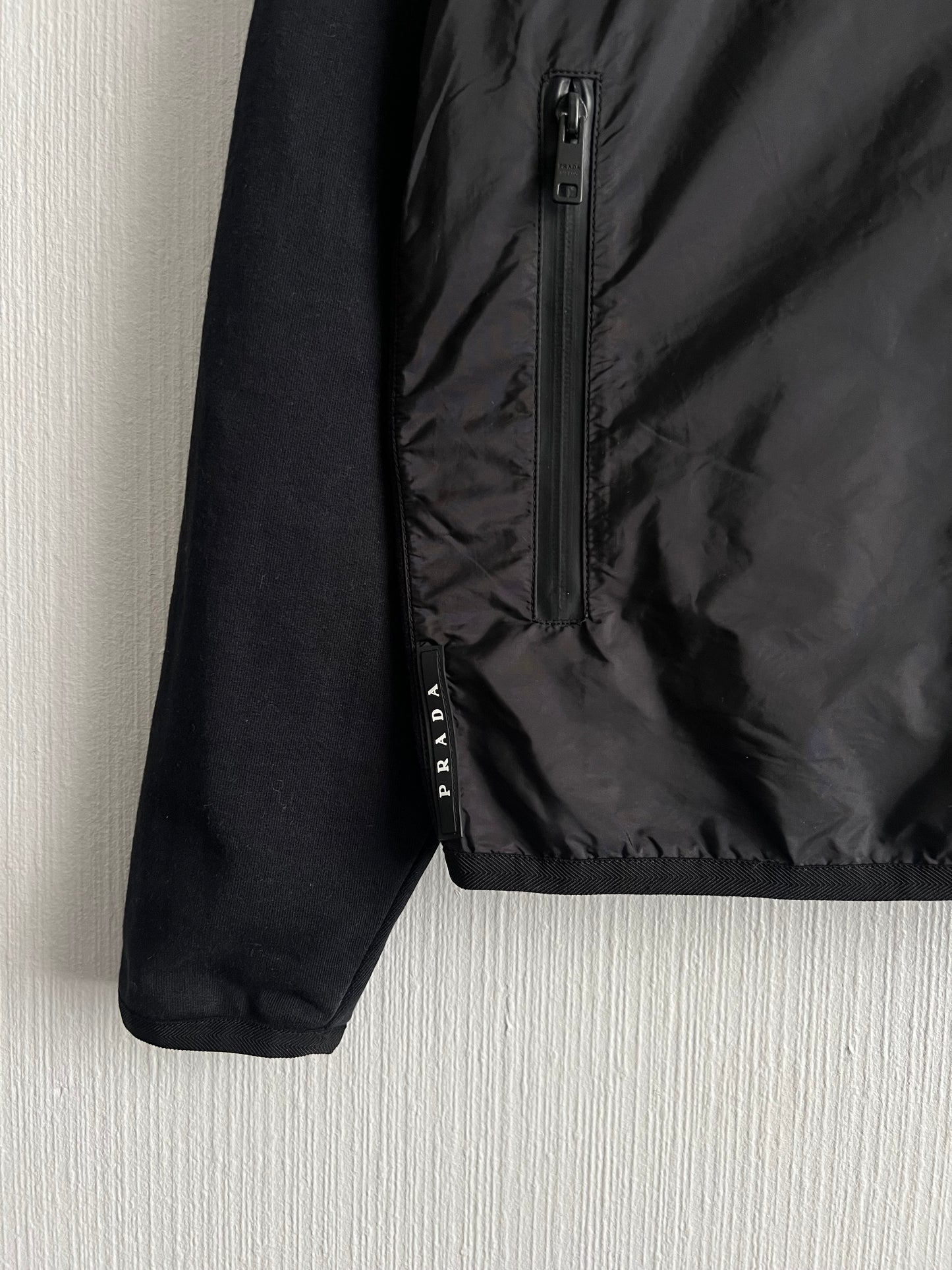 Prada Sport Black Tab Logo Nylon Full Zip Men’s Jacket