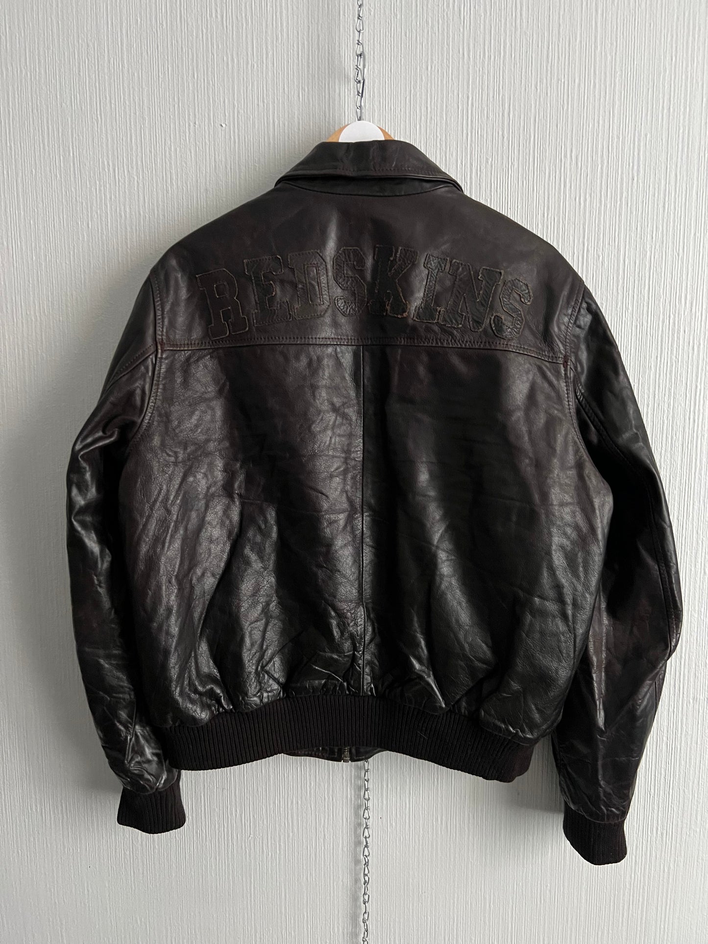 Redskins Buffalo Brown Leather Mens Bomber Jacket