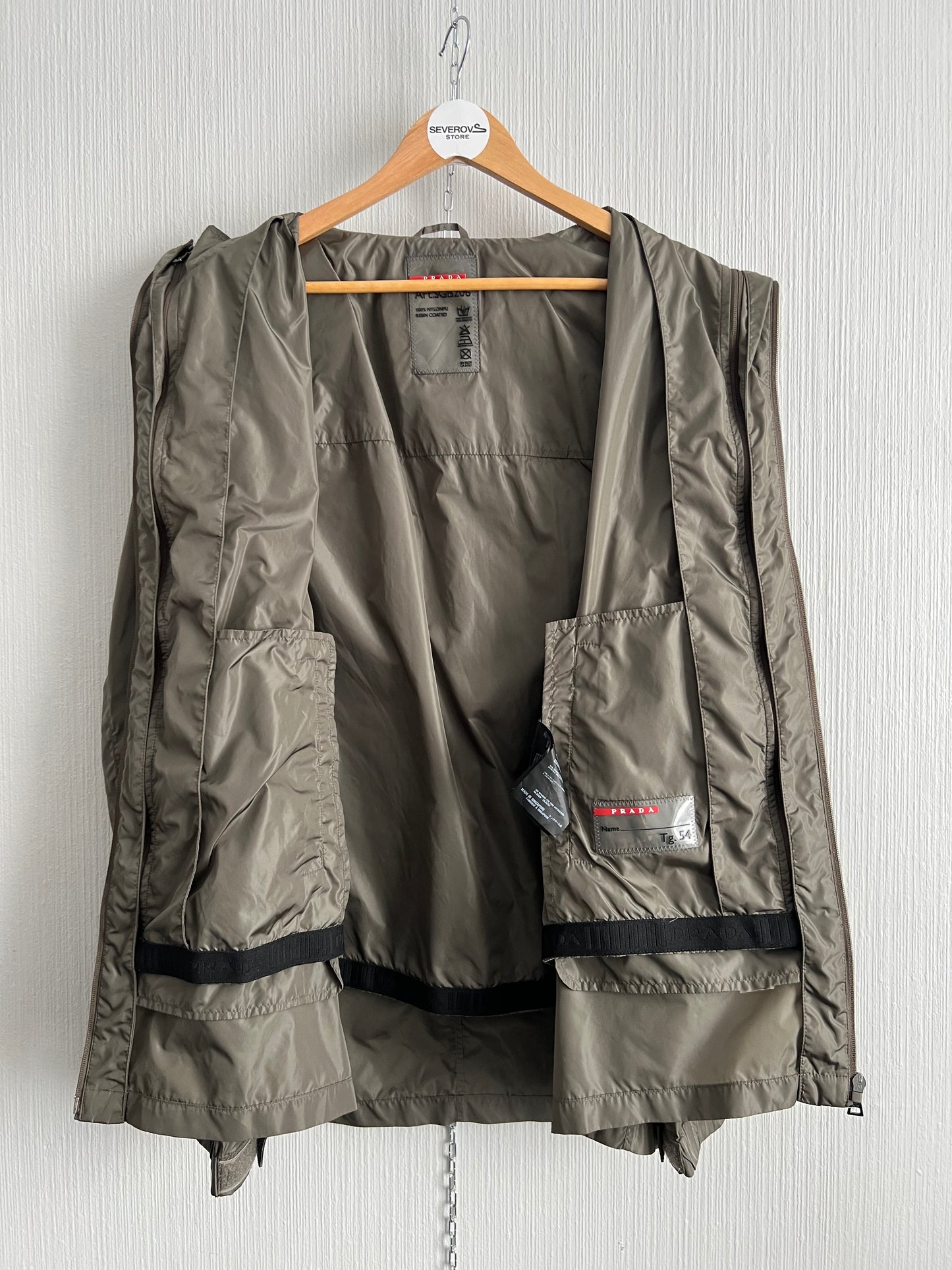 Prada Sport Luna Rossa Khaki Nylon Black Tab Jacket