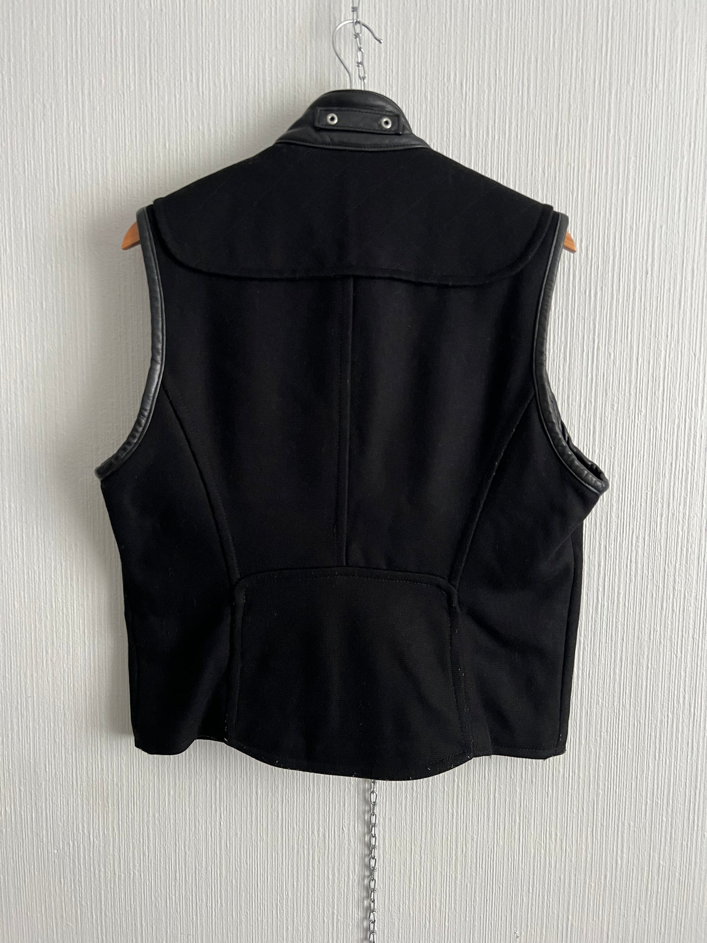 Dsquared2 Archive Black Cashmere Unisex Vest with Leather Trim