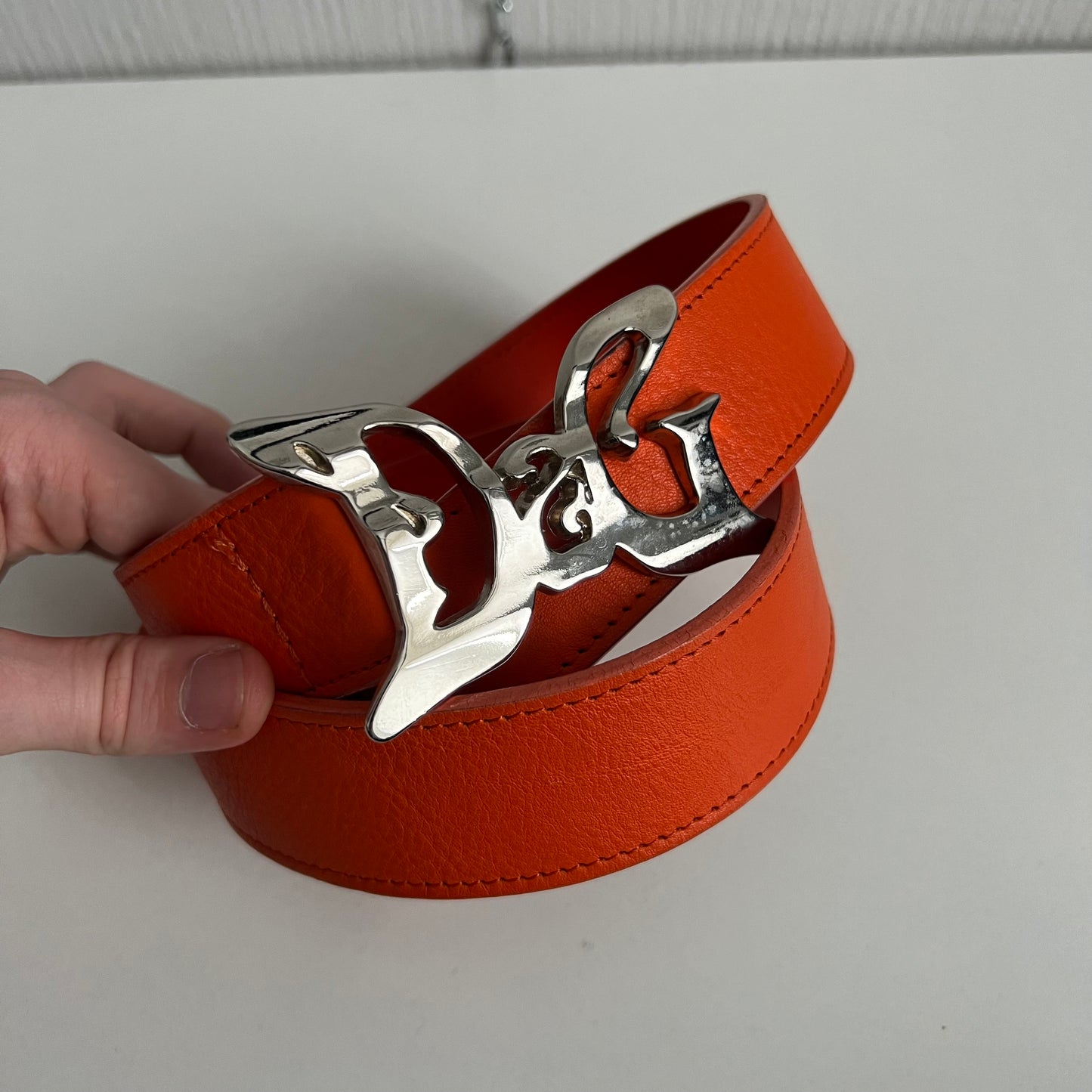 Dolce & Gabbana 2000s Orange Leather Belt