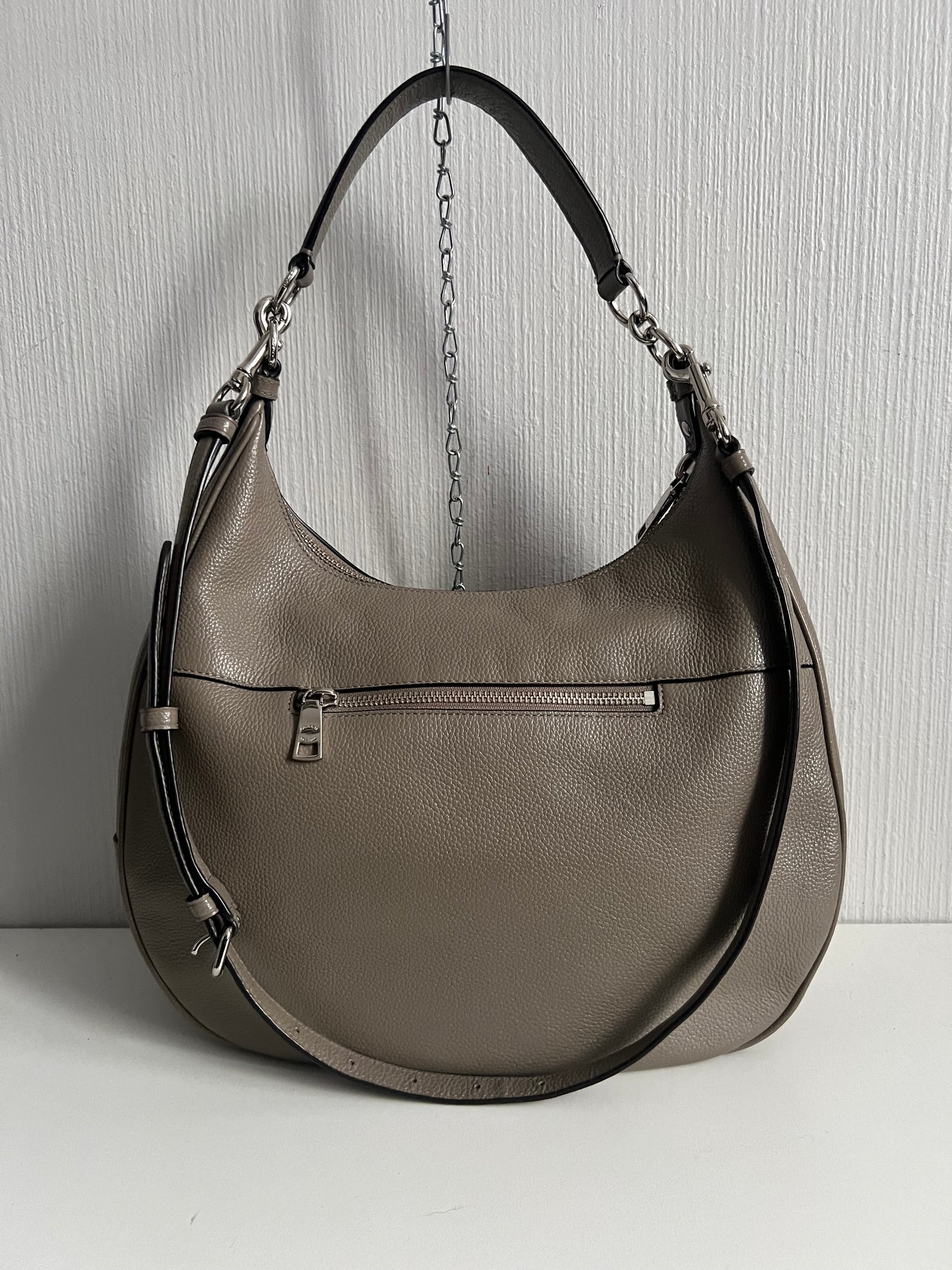 Coach Pebbled Leather Gray Large Handbag Hobo Purse