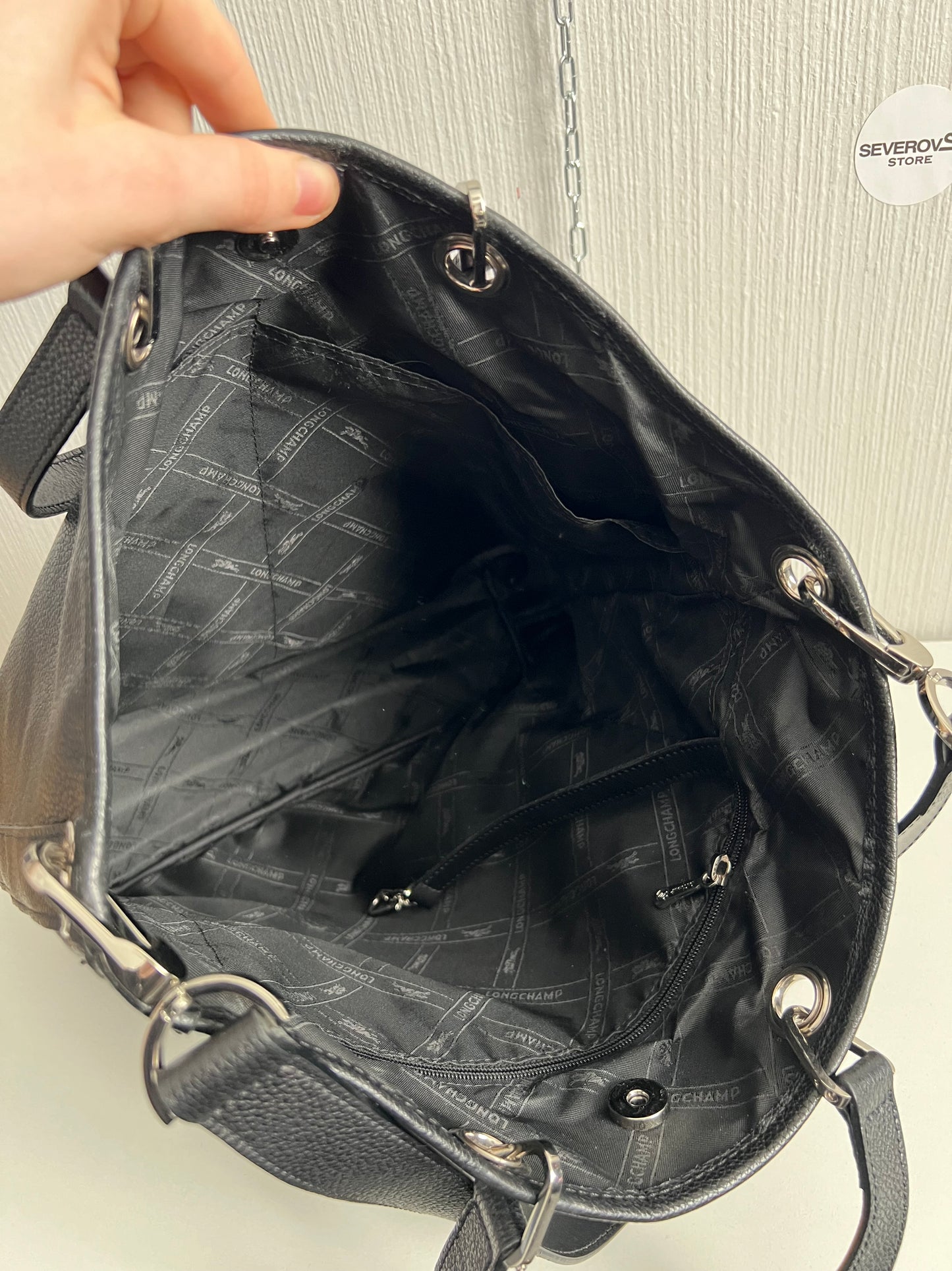 Longchamp Black Leather Tote Bag