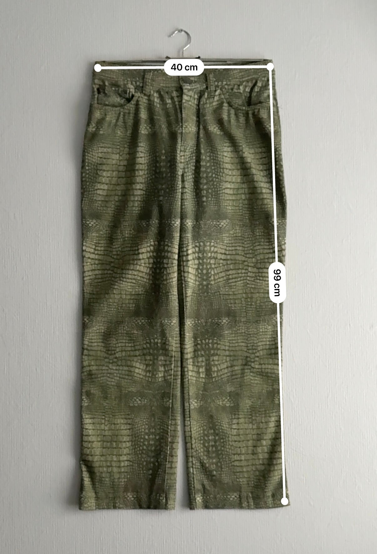 Roberto Cavalli Jeans AW2001 Crocodile Effect Khaki Mens Pants