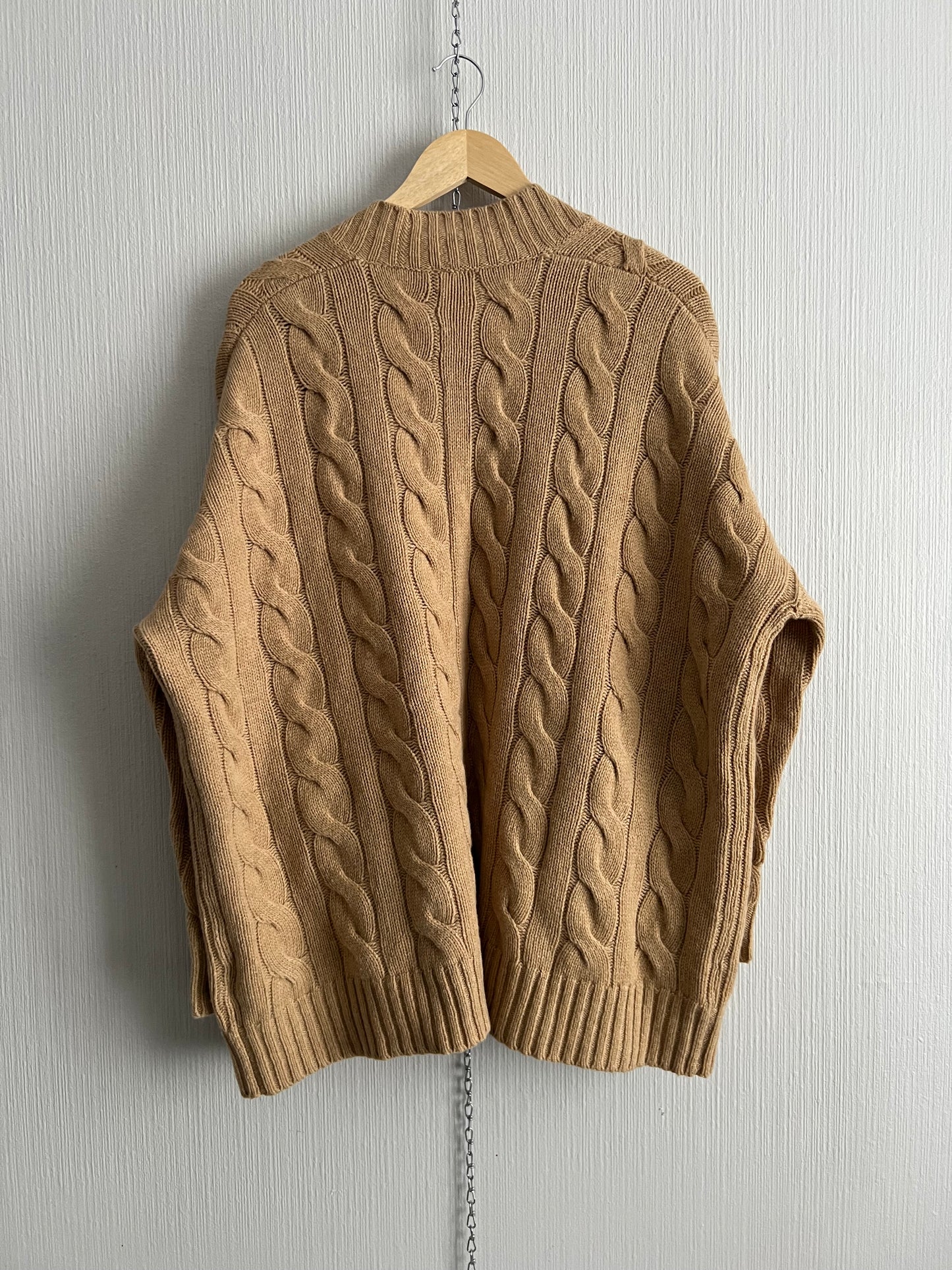 Polo Ralph Lauren Italian Wool Cashmere Blend Camel Womens Cable Knit Sweater