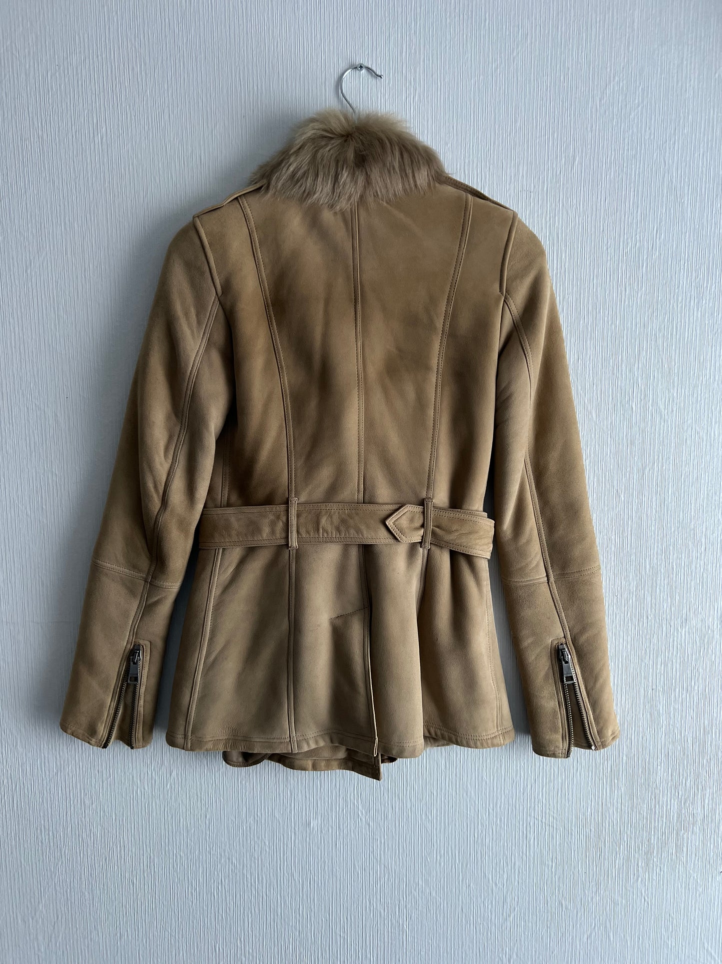 Burberry Brit Lamb and Fur Shearling Jacket Beige Womens Peacoat