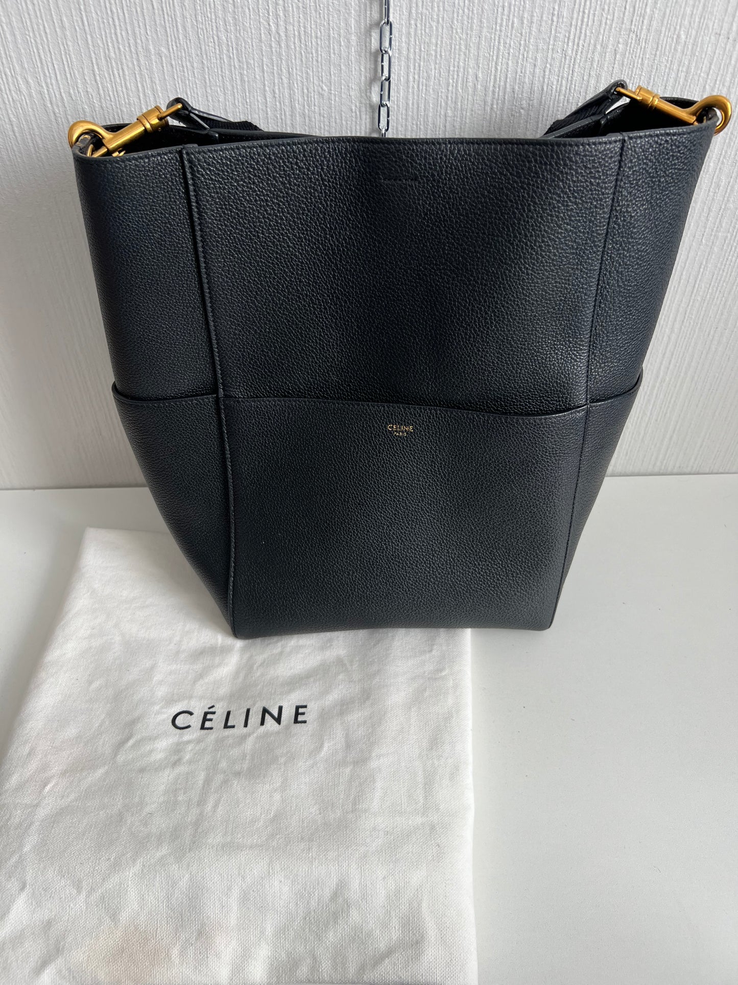 Céline Black Medium Seau Sangle Bucket Bag