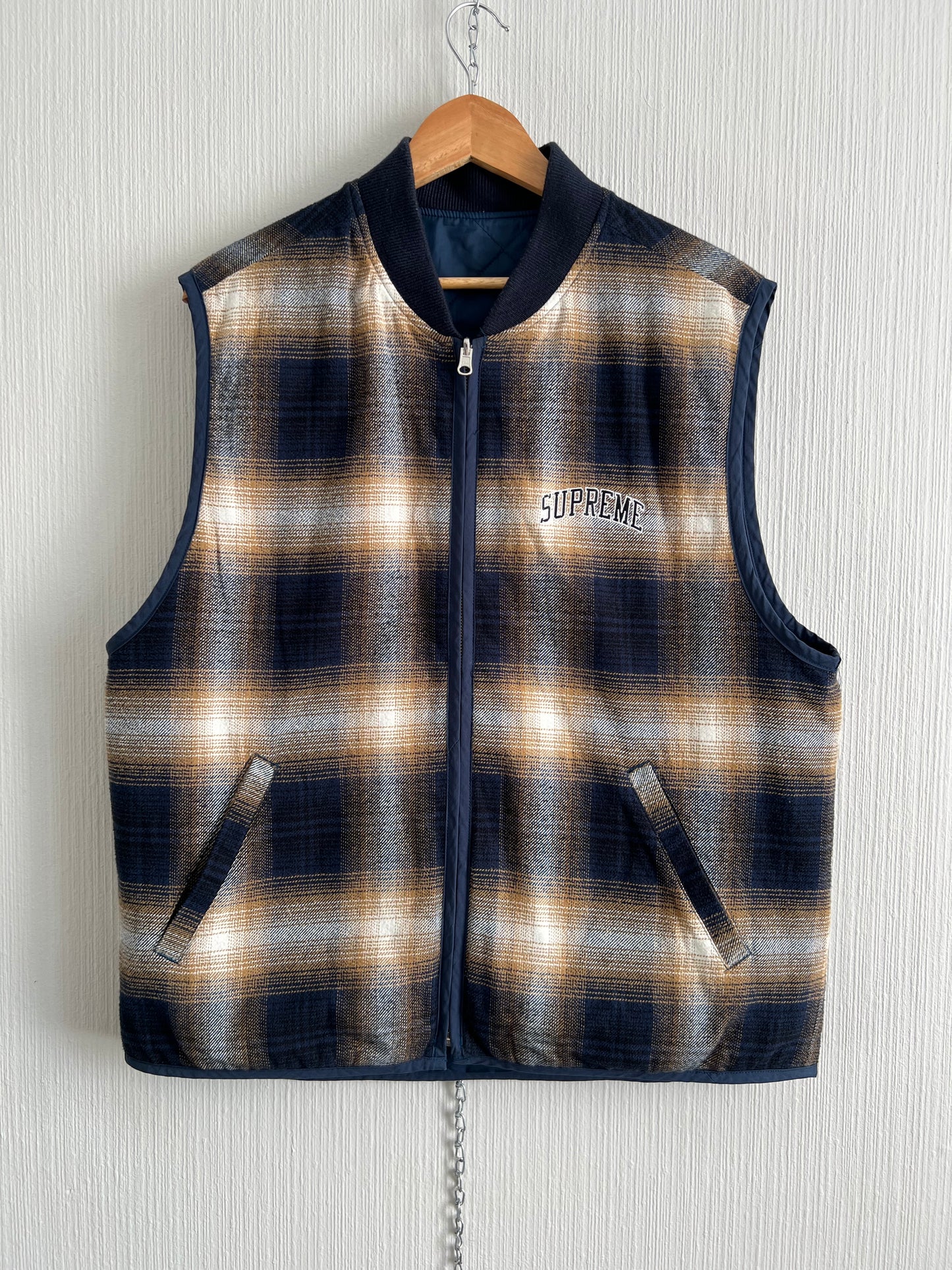 Supreme Reversible Shadow Plaid Mens Vest