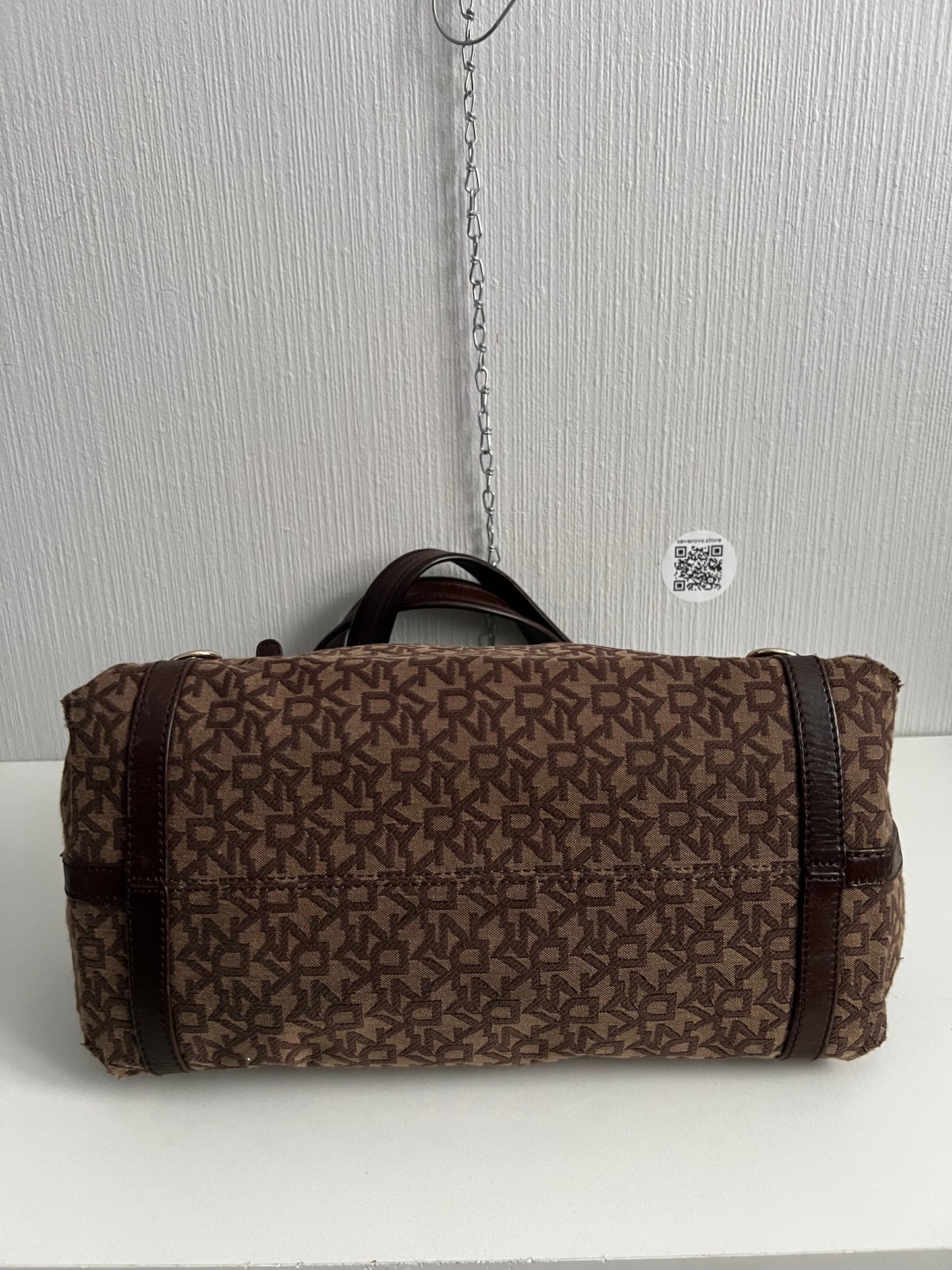 DKNY Vintage Monogram Canvas Handbag with Leather Trim
