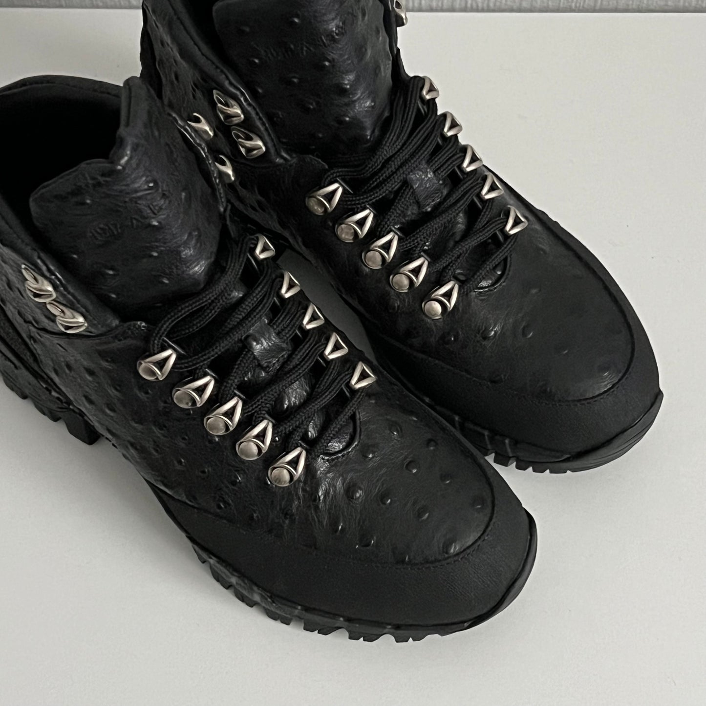 1017 ALYX 9SM x Roa Black Ostrich Hiking Boots