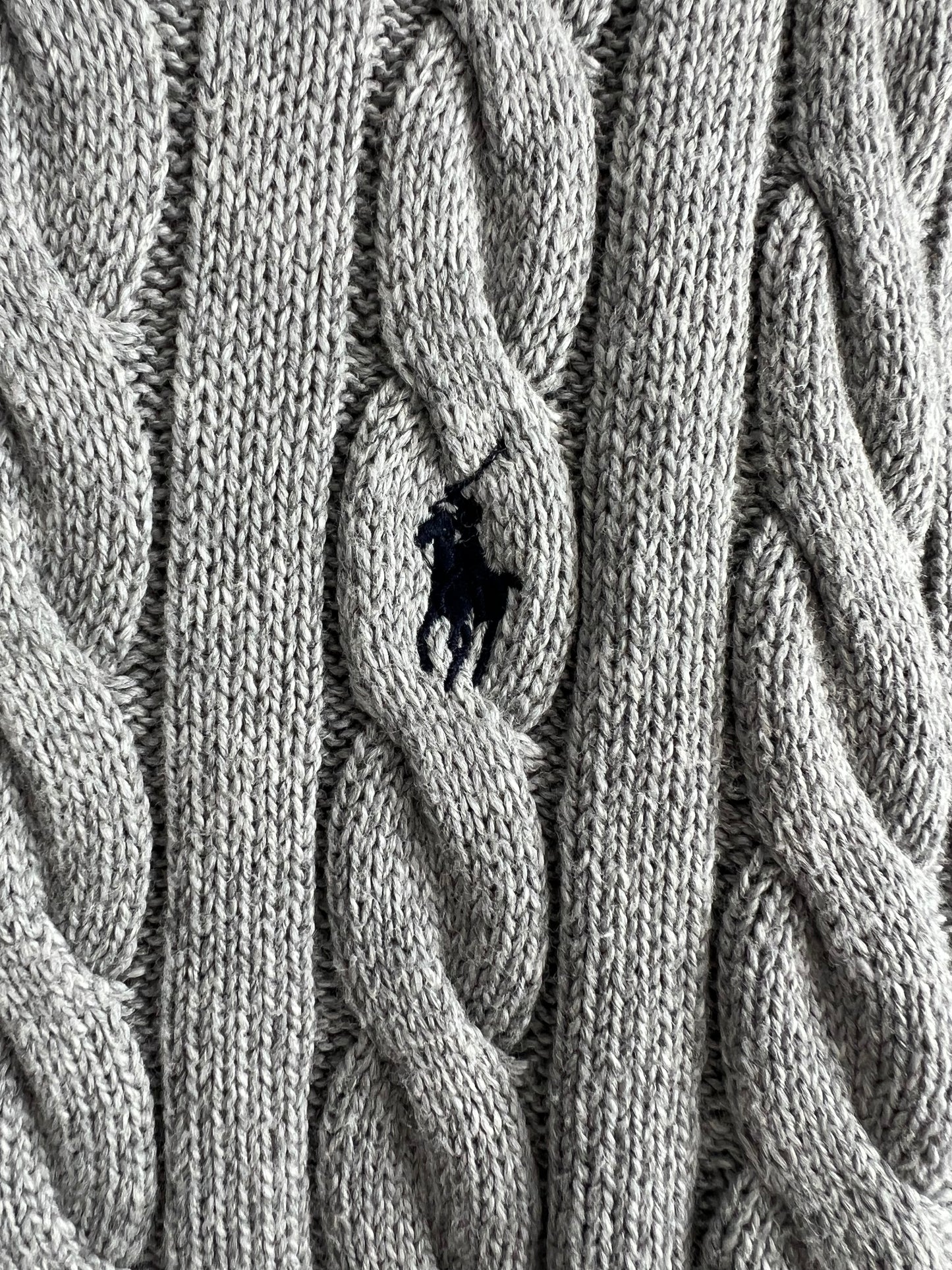 Polo Ralph Lauren Grey Cotton Mens Cable Knit Jumper