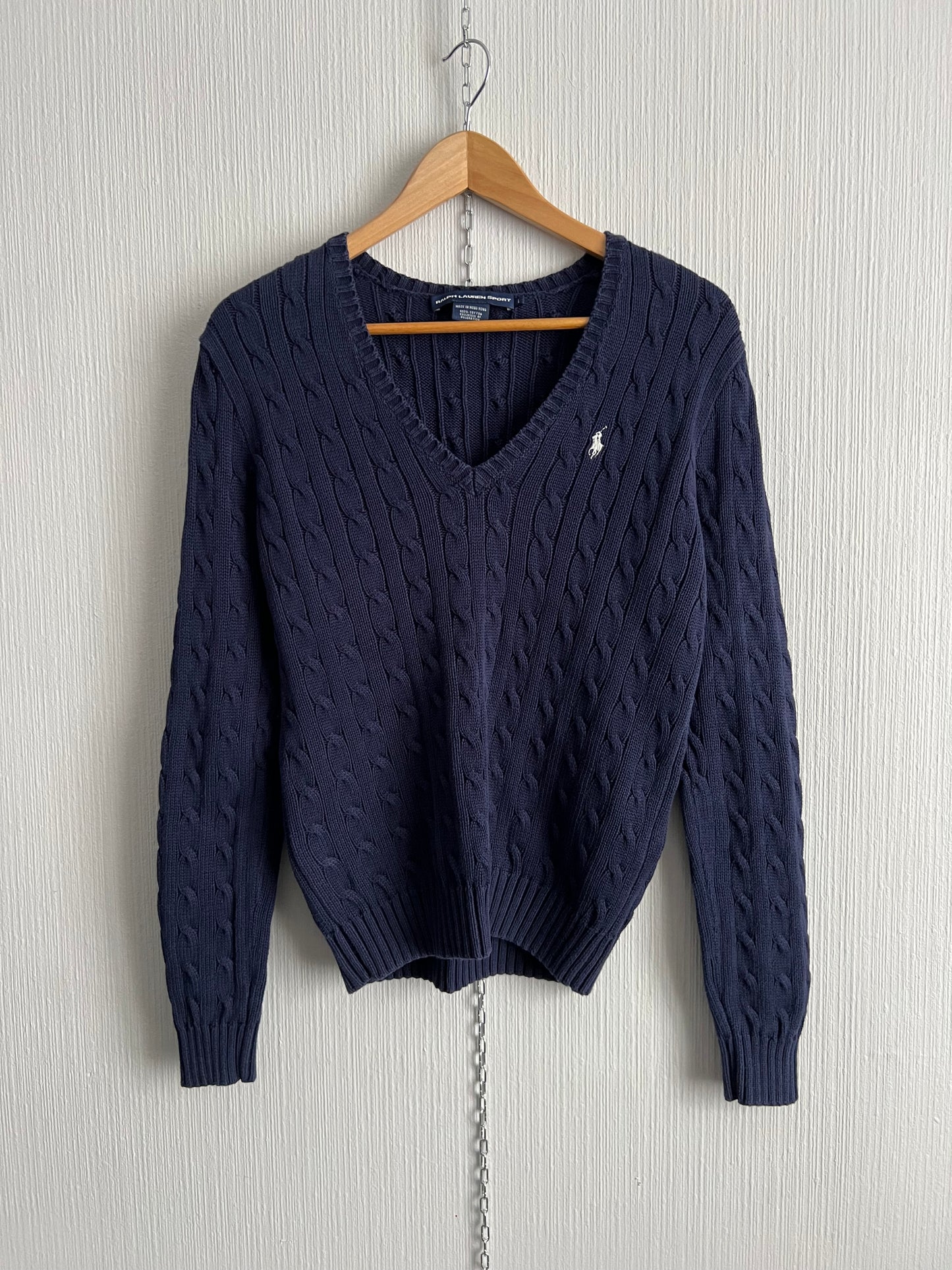 Ralph Lauren Sport Cable Knit Navy Cotton Sweater