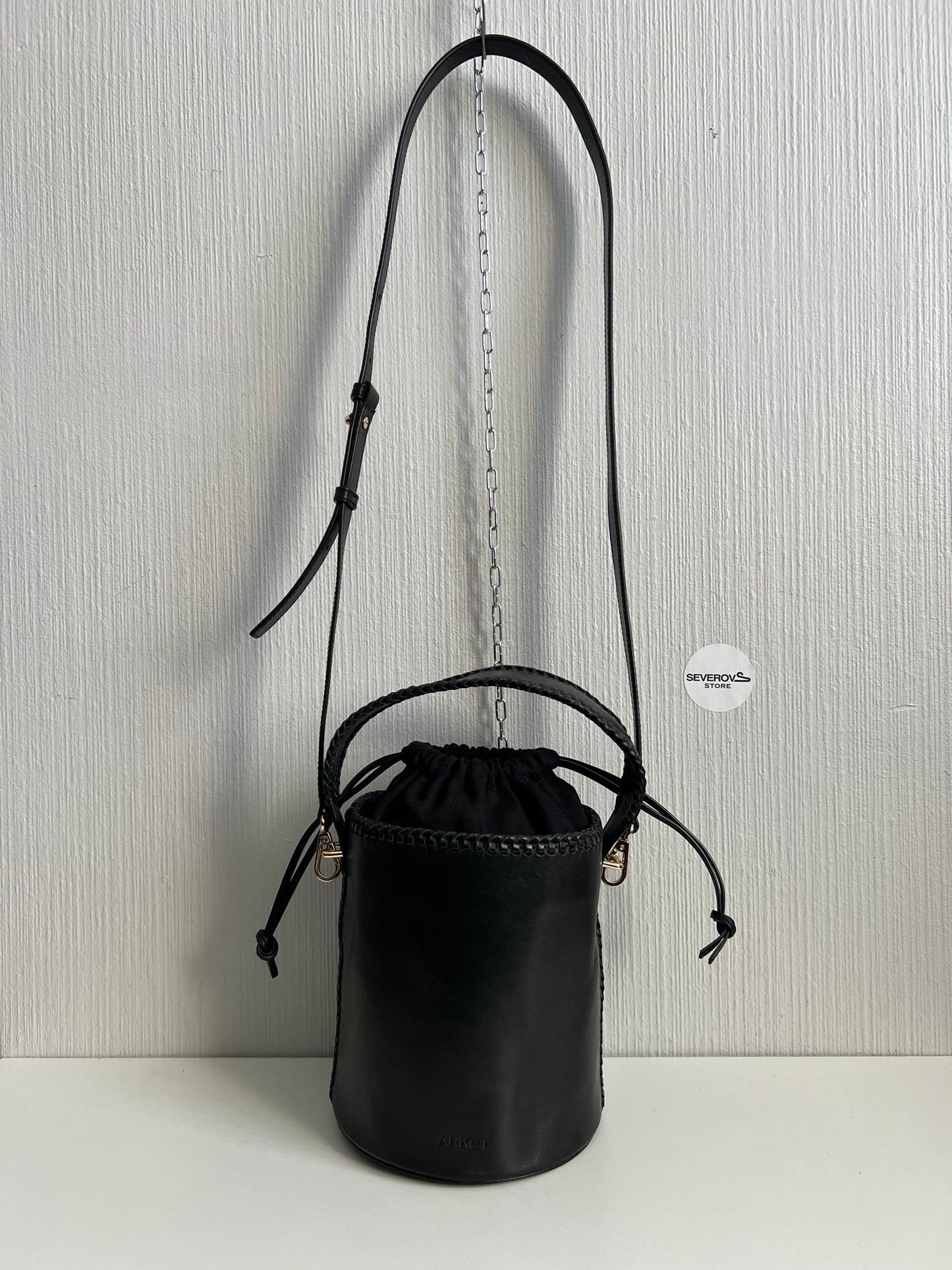 Arket Leather Black Bucket Bag