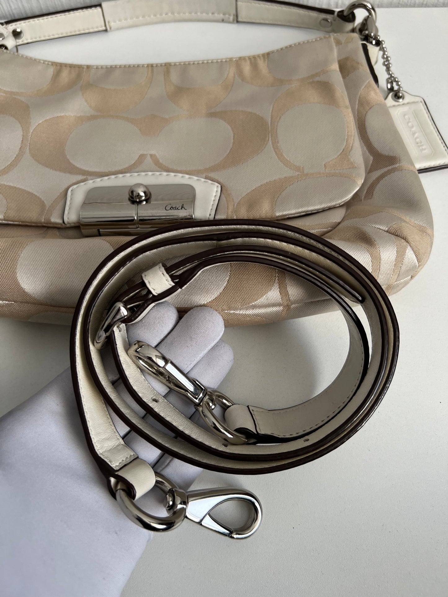 Coach Cream Canvas Kristin Hobo Bag