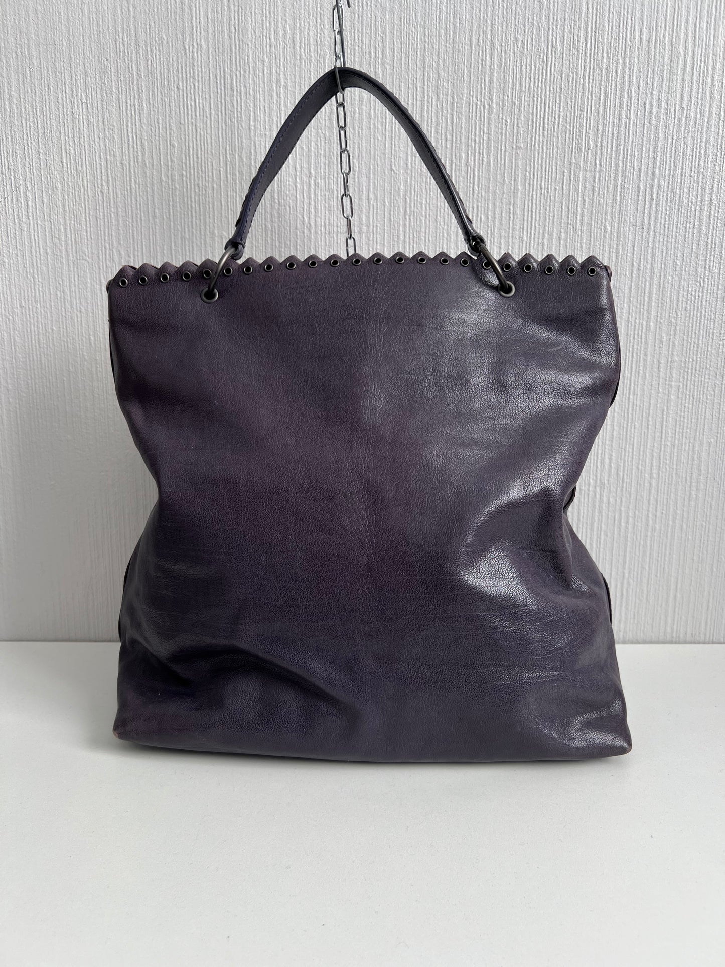 Bottega Veneta Purple Intrecciato Leather Tina Top Handle Bag