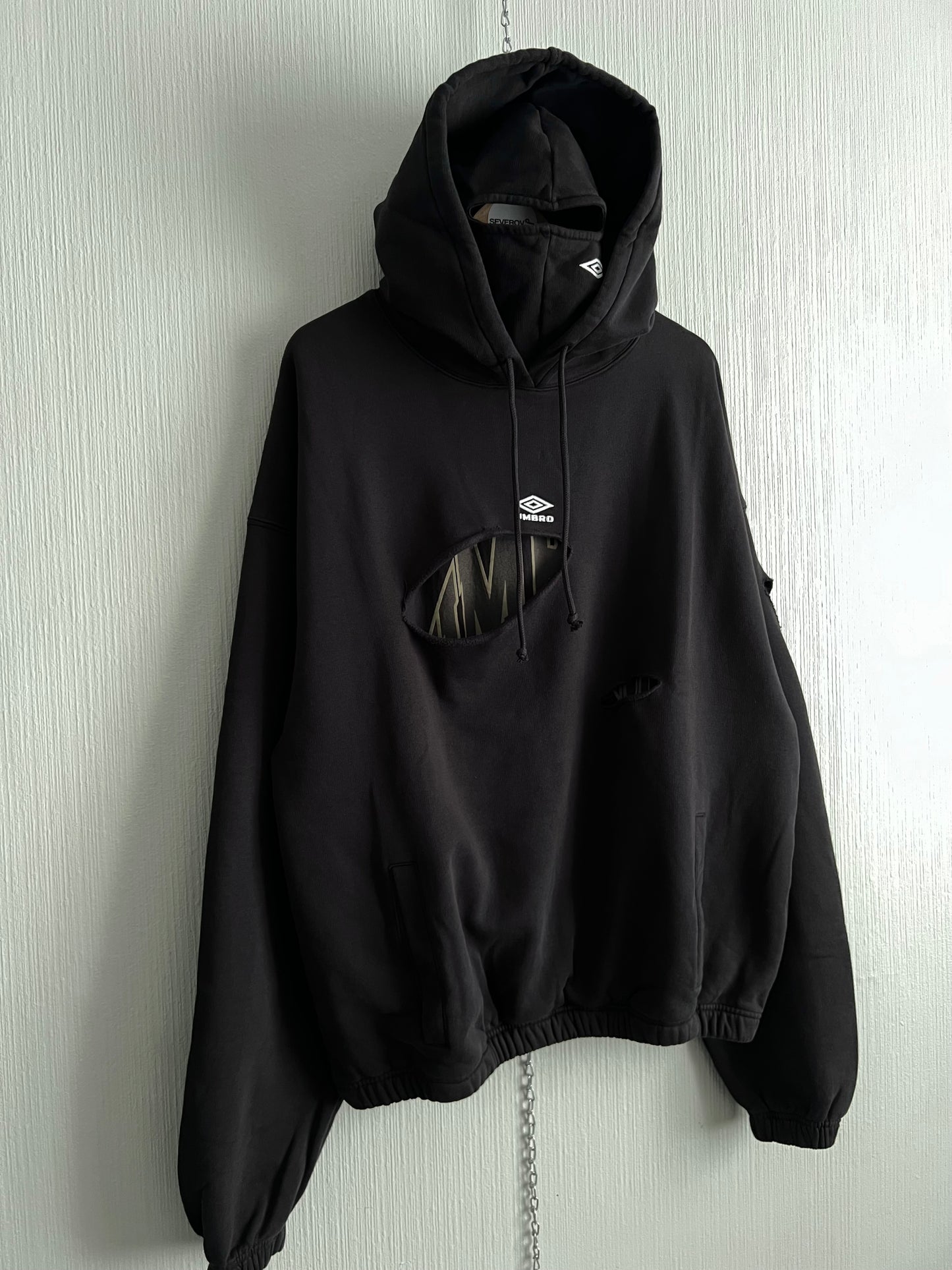 Umbro Slam Jam Destroyed Hoodie Black Mens Hoodie