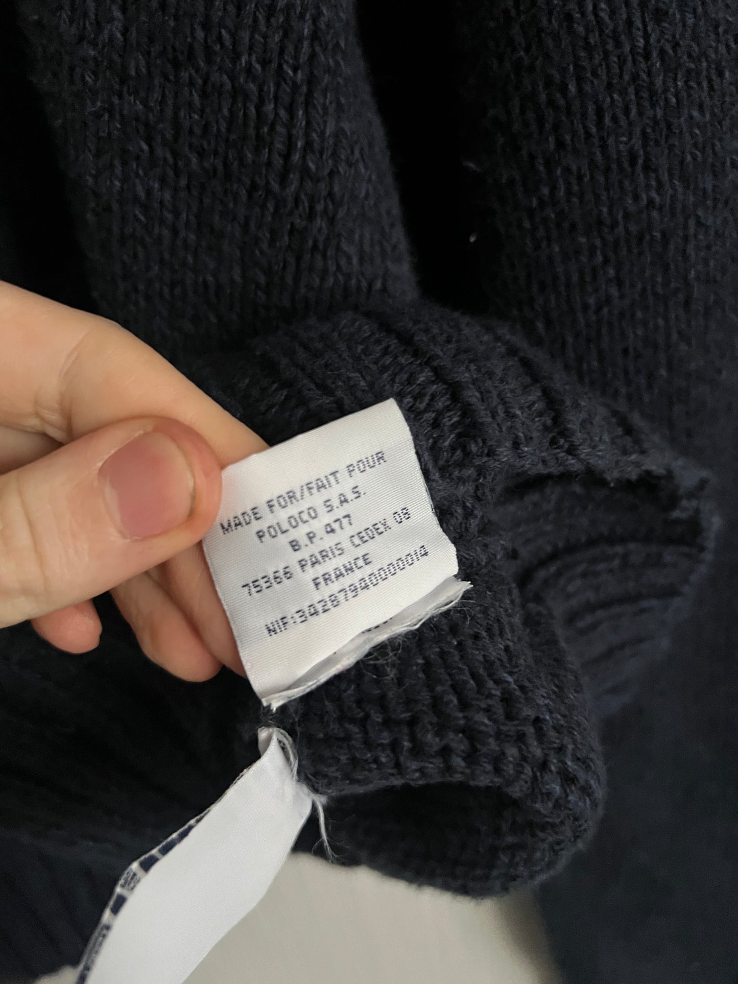 Polo Ralph Lauren Vintage Hand Knit Heavy Cotton Navy Sweater