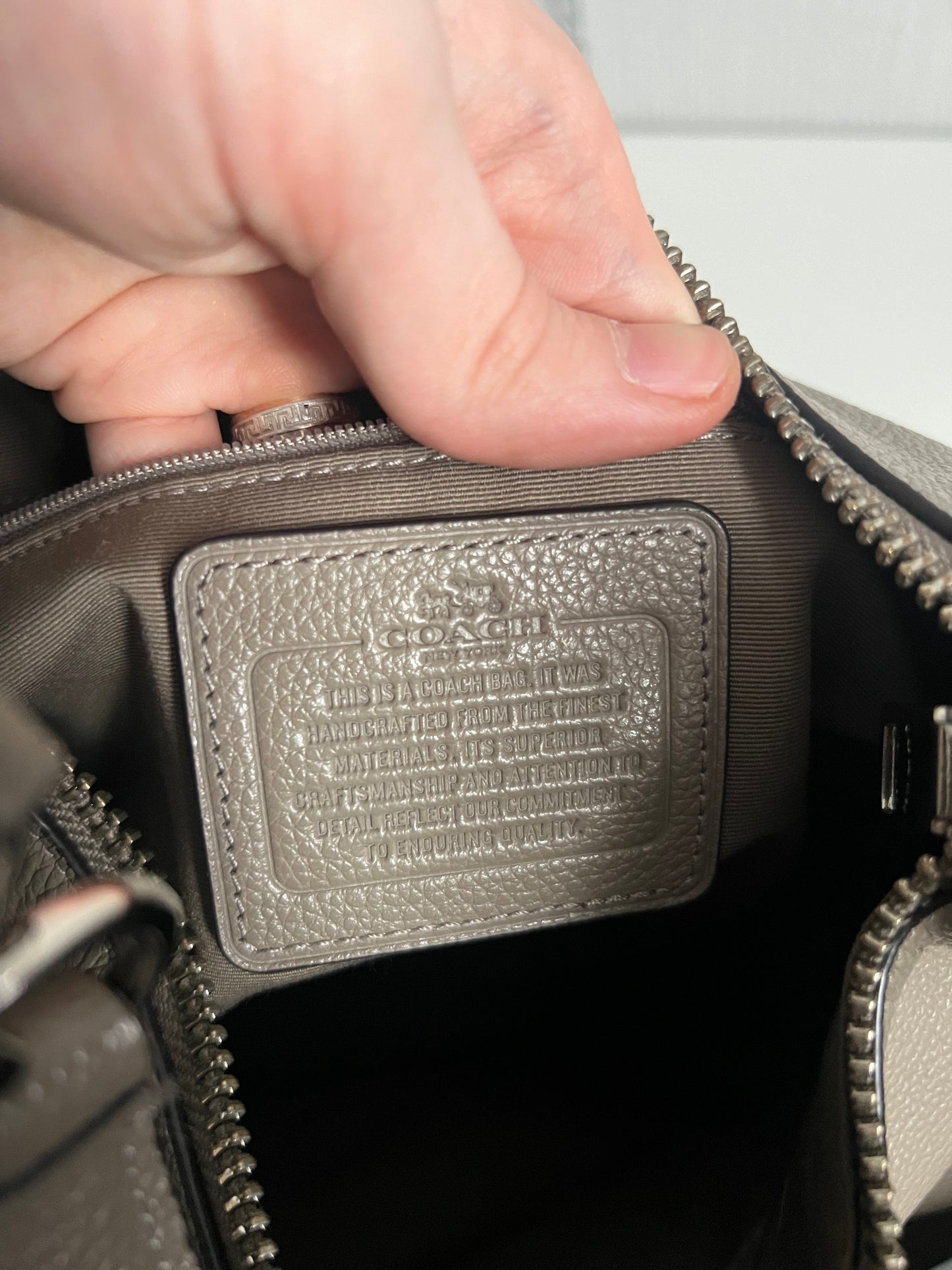 Coach Pebbled Leather Gray Large Handbag Hobo Purse