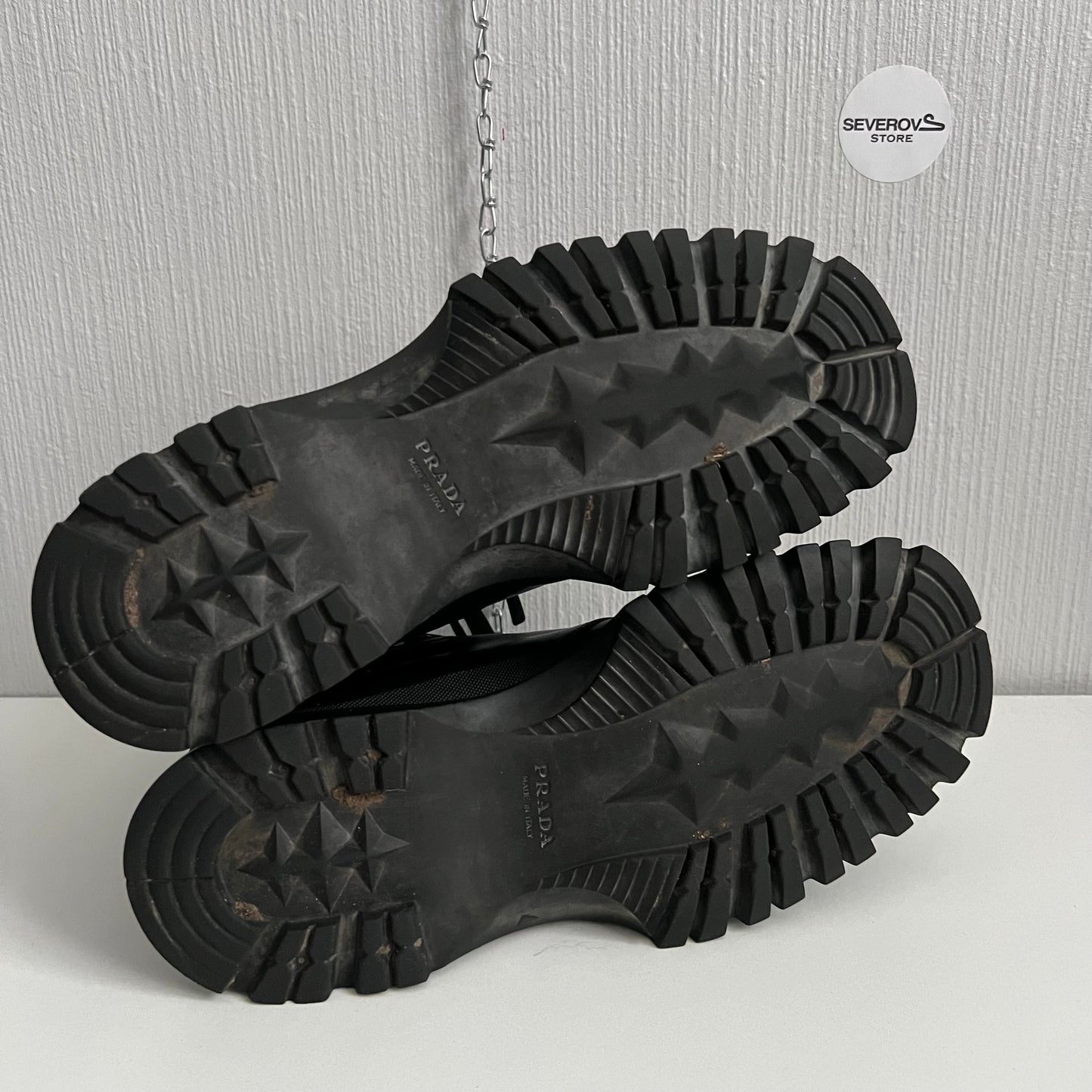 Prada FW99 Vintage Combat Black Leather Boots
