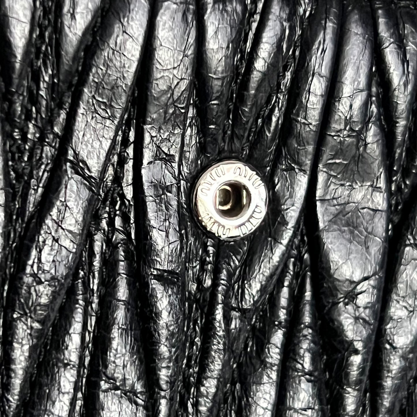 Miu Miu Black Crinkled Leather Wallet