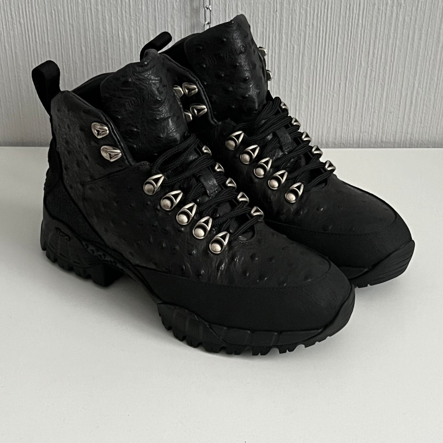 1017 ALYX 9SM x Roa Black Ostrich Hiking Boots