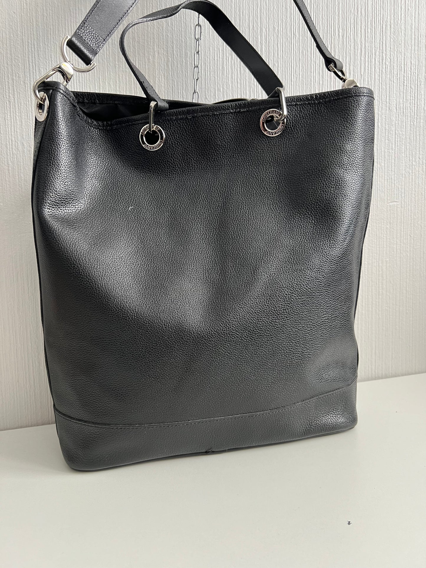 Longchamp Black Leather Tote Bag