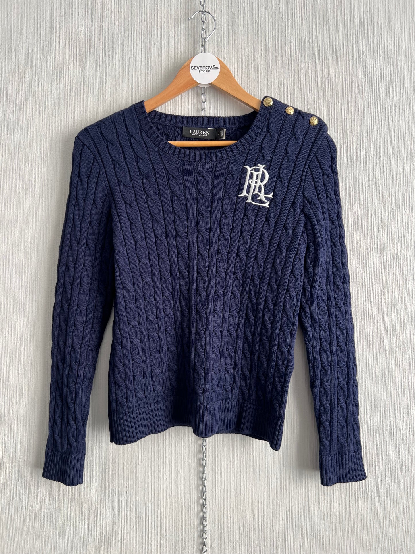 Lauren Ralph Lauren Button-Trim Cable Knit Womens Jumper