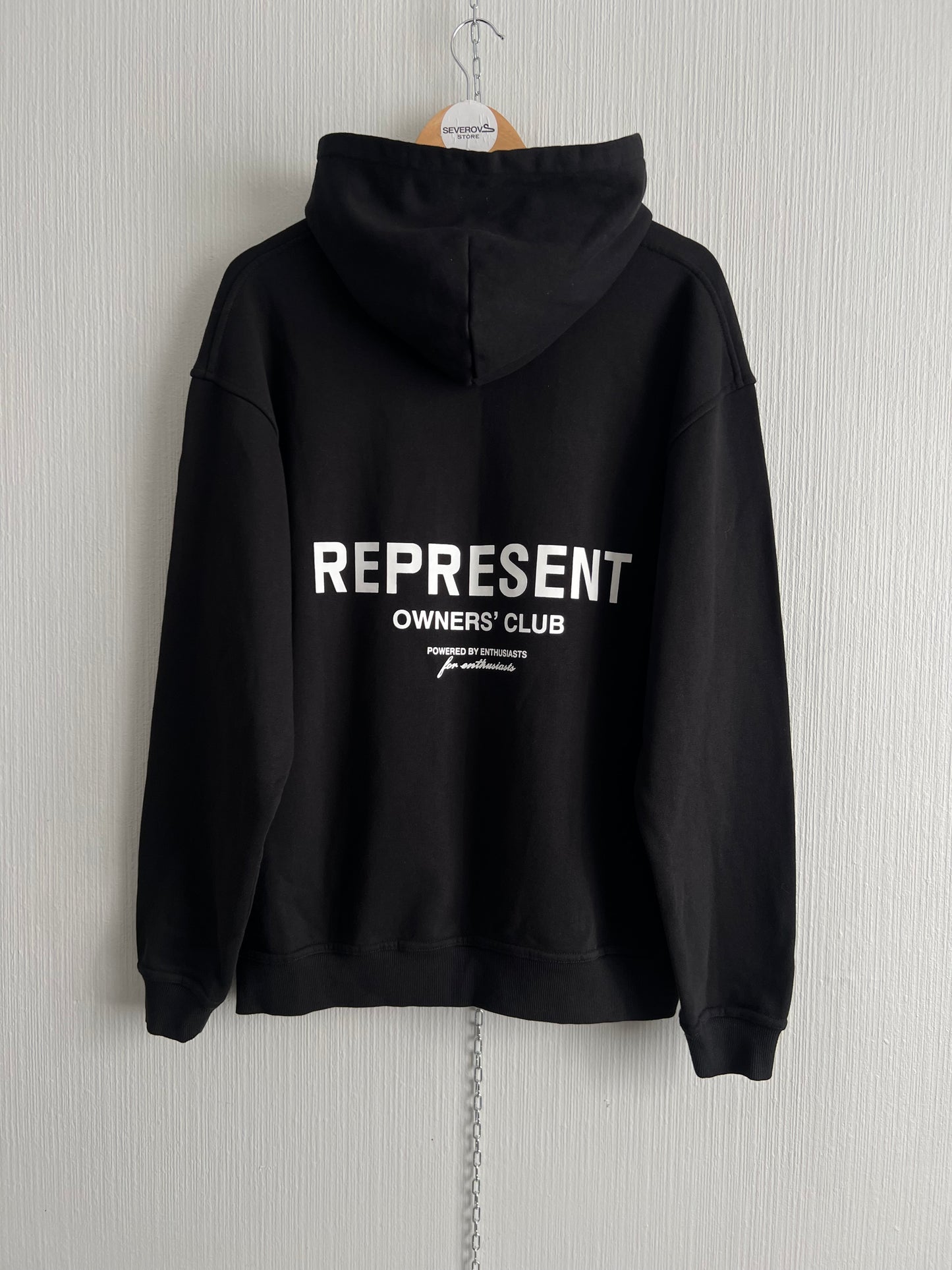Represent Mens Black Cotton Hoodie