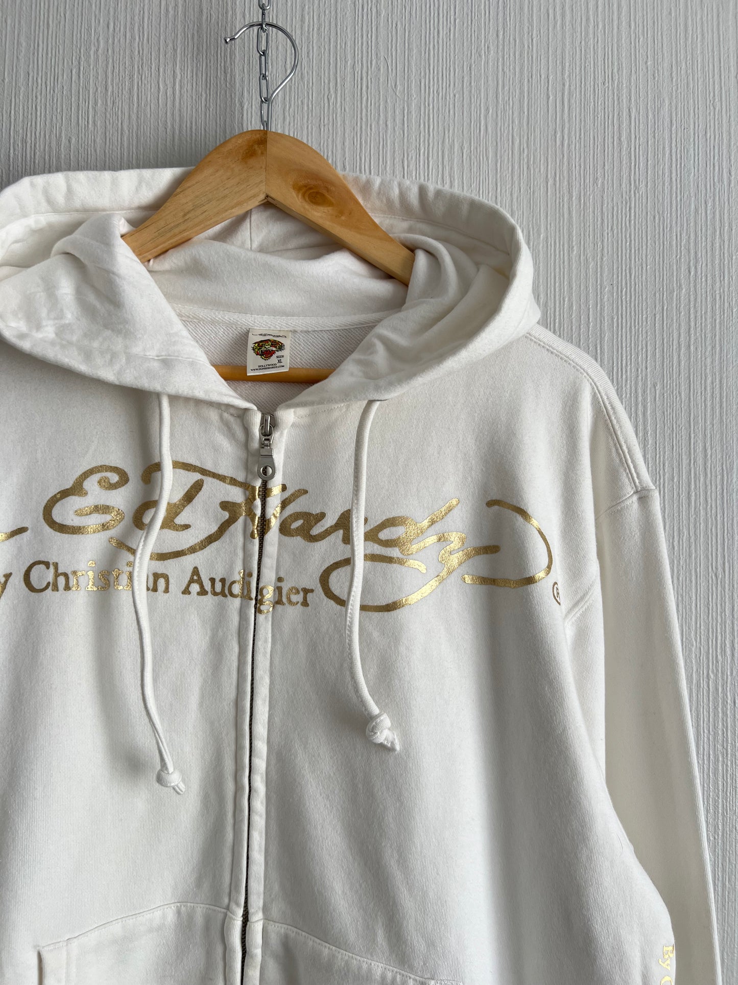 Ed Hardy White Cotton Zip Hoodie