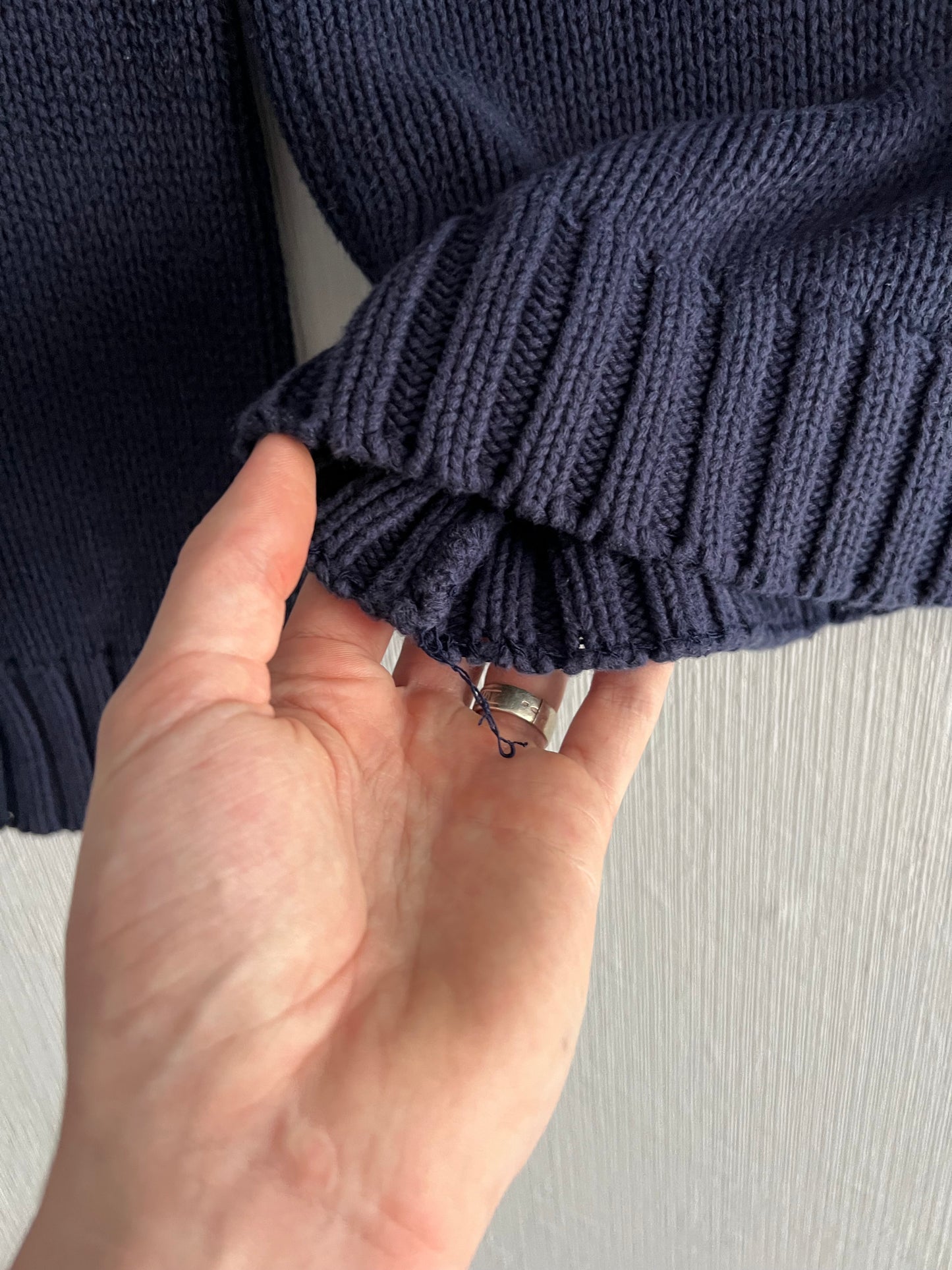 Polo Ralph Lauren American Flag Heavy Knit Navy Cotton Womens Sweater