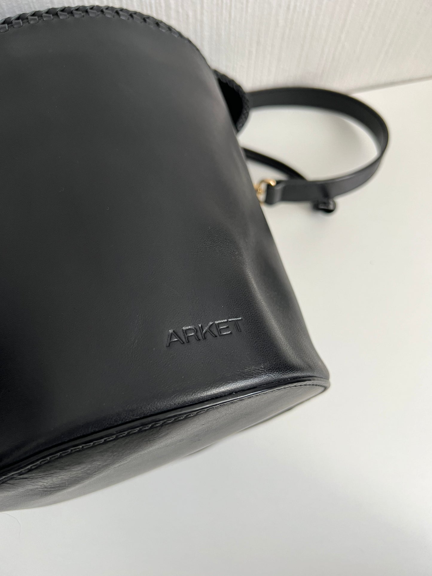Arket Leather Black Bucket Bag