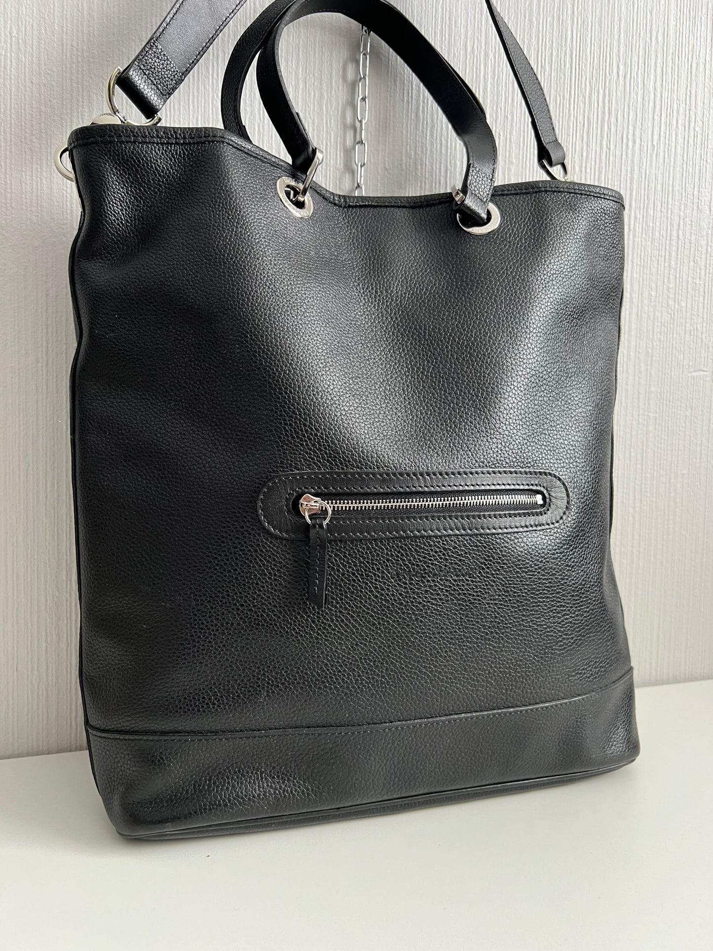Longchamp Black Leather Tote Bag