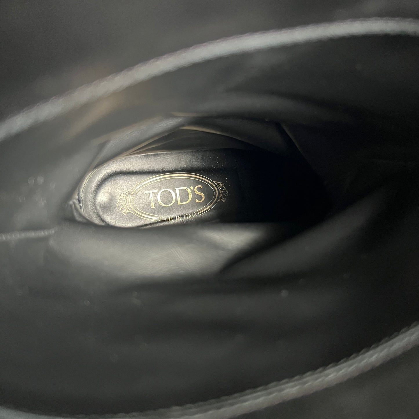 Tod's Black Leather and Suede Fibbie Mid Calf Biker Boots